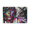 Colorful Woman Portrait Canvas Print — Vibrant Abstract Urban Art
