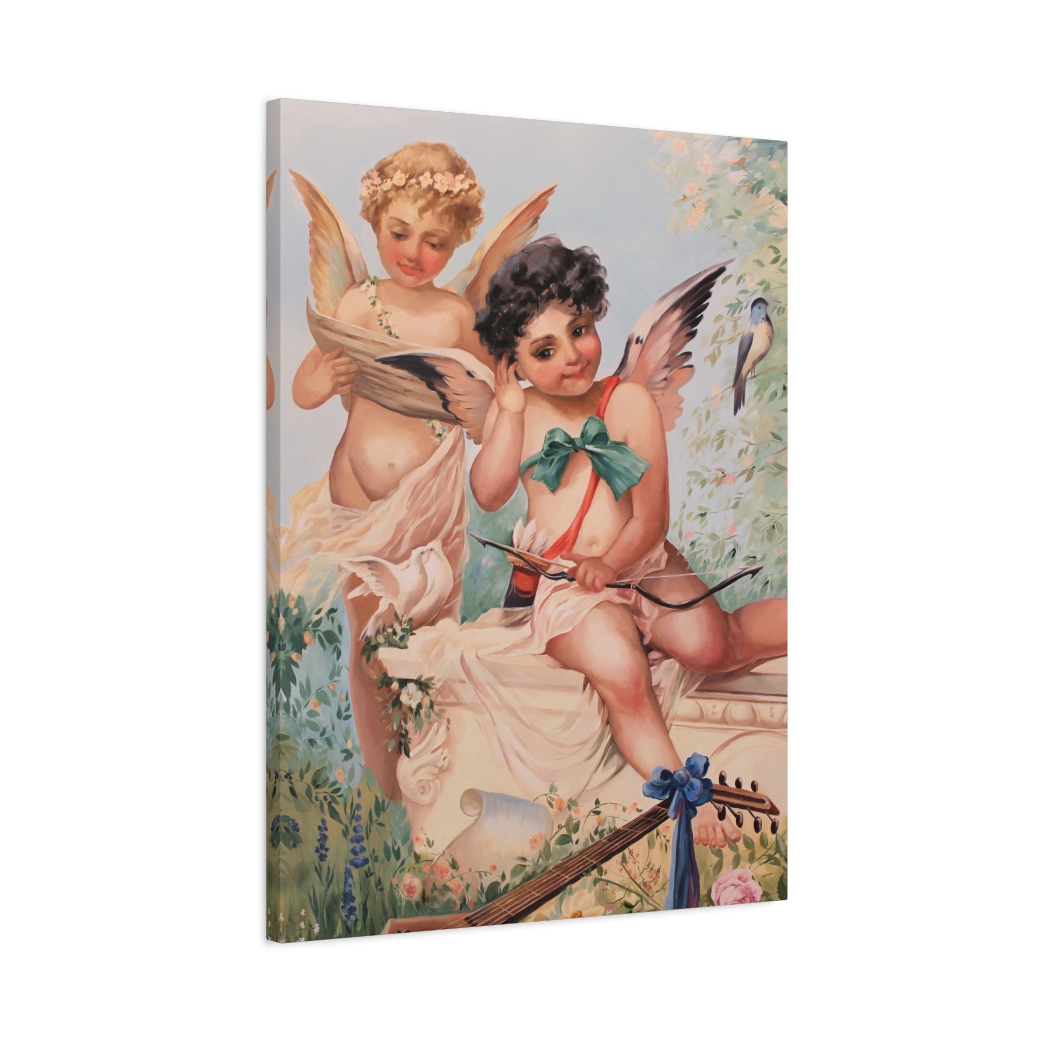 Cherubs Vintage Art Print - Romantic Angel Wall Decor Canvas - TheKaraHan