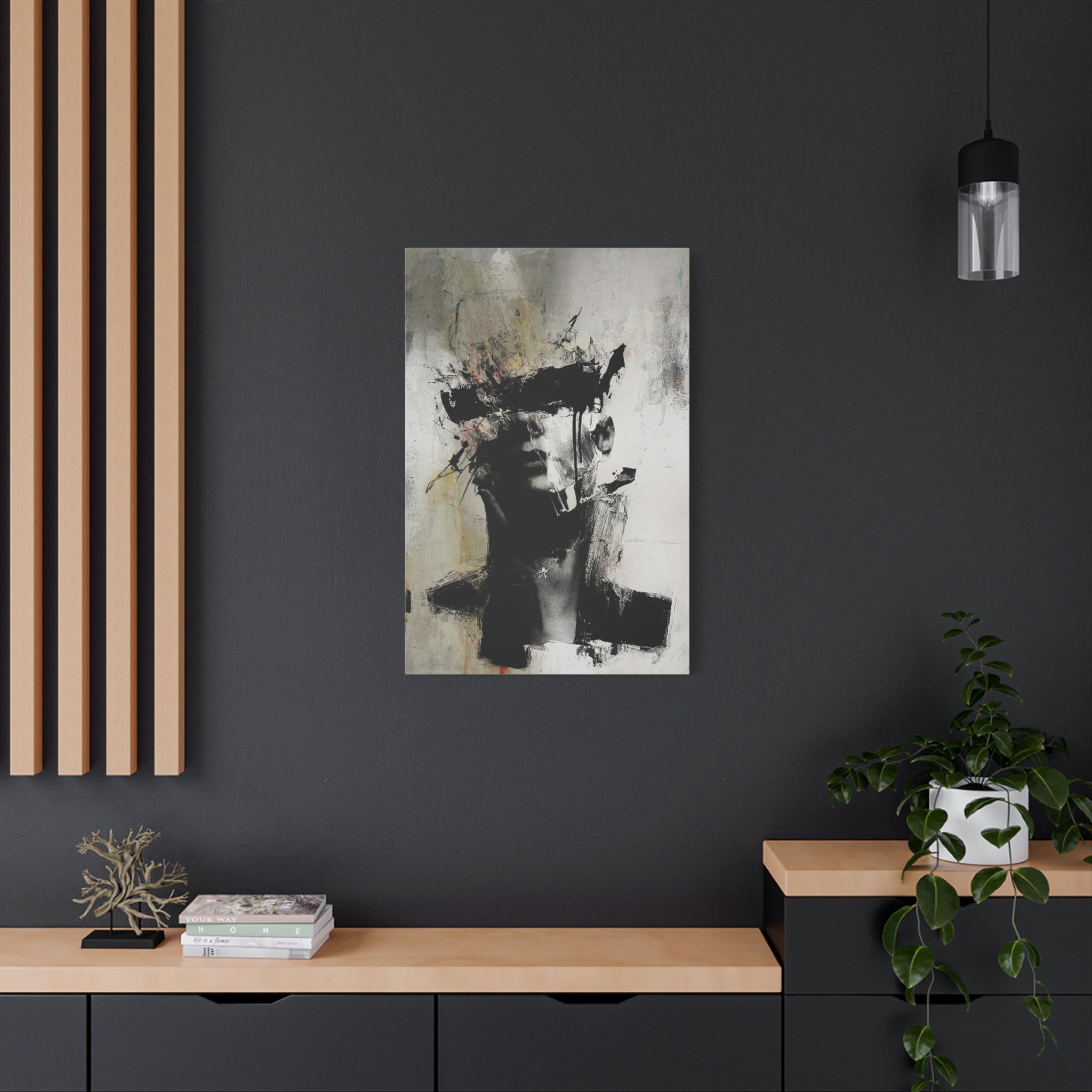 Abstract Noir Portrait Canvas Print — Modern Monochrome Wall Art 