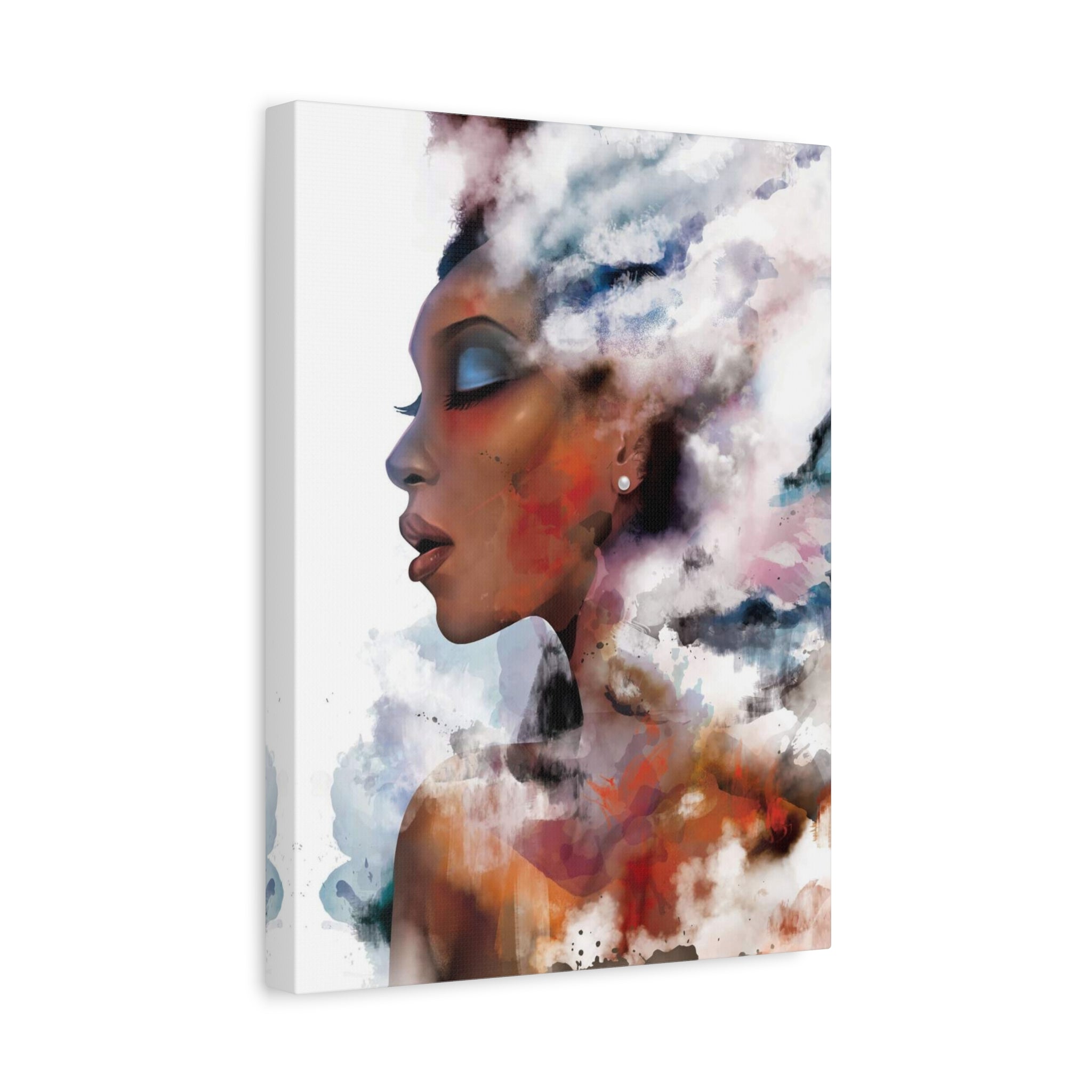 Abstract Portrait Canvas - Dreamy Woman Watercolor Wall Art 