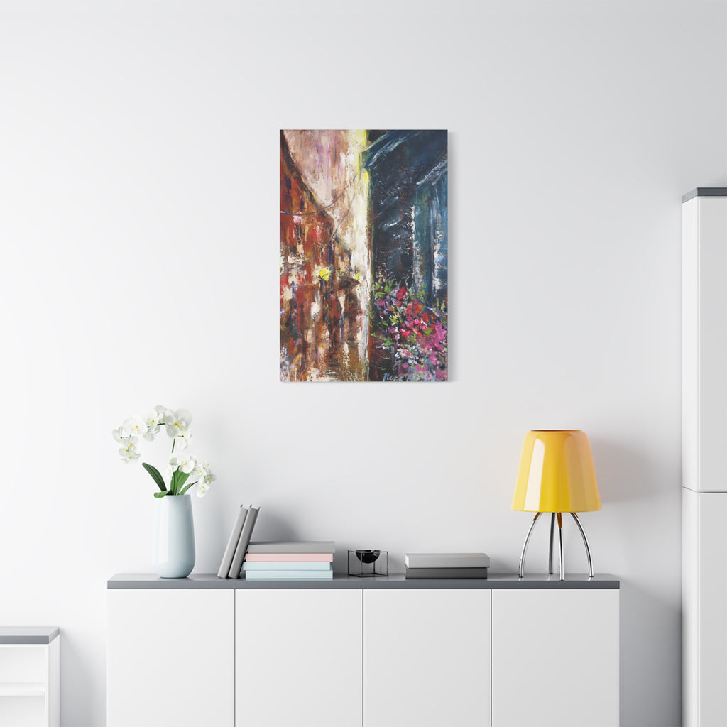 Abstract Street Floral Canvas Art – Matte Stretched Wall Painting 