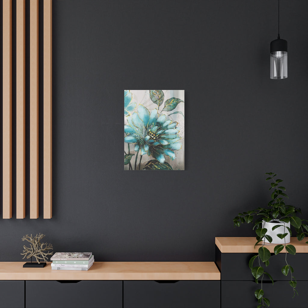 Teal Floral Canvas Print — Matte Stretched Wall Art