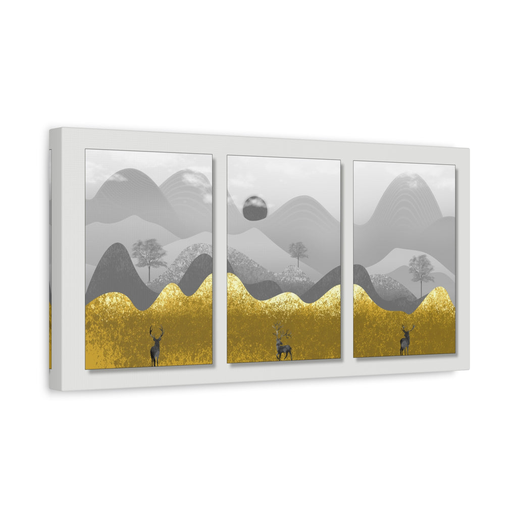 Gold Mountain Triptych Canvas Art for Stunning Home Decor - TheKaraHan