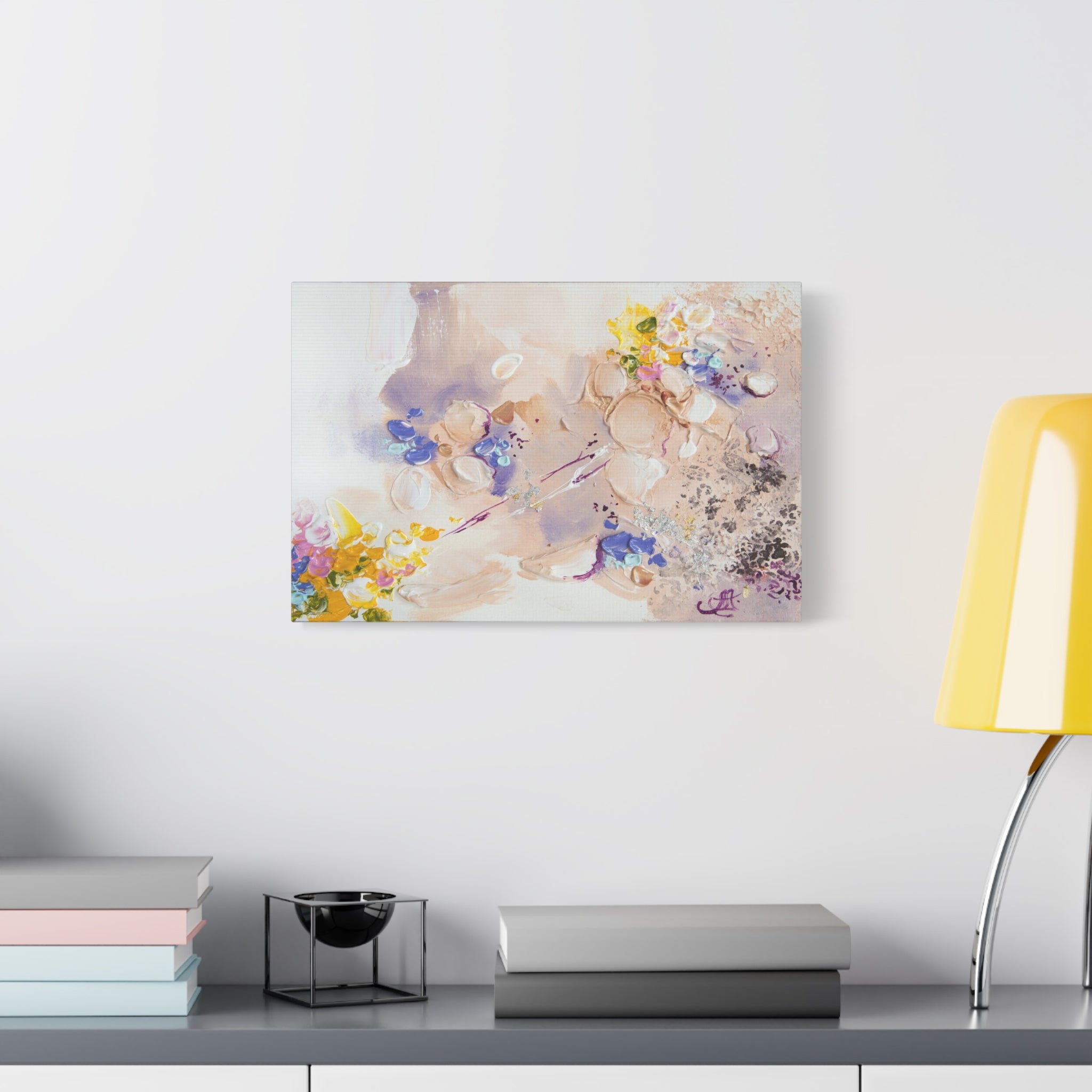 Abstract Floral Matte Canvas Wall Art — Pastel Bouquet Stretched Print 