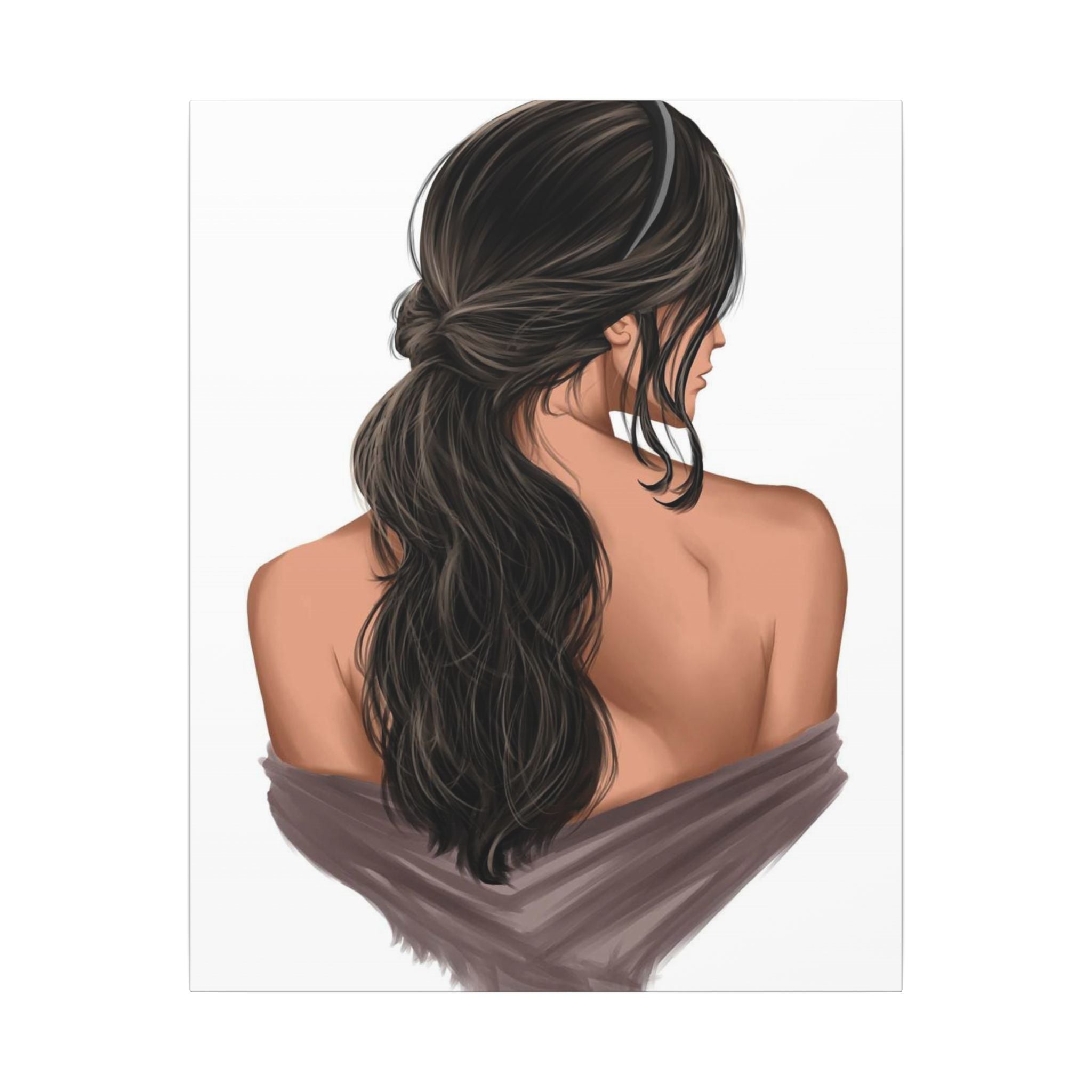 Portrait Canvas Print — Woman Back View with Loose Ponytail 