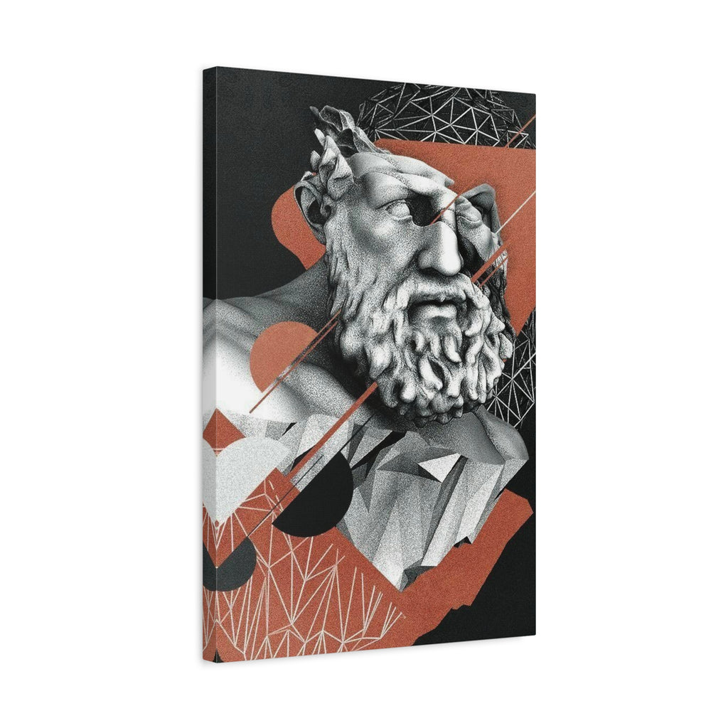 Classical Bust Abstract Matte Canvas Wall Art — Geometric Greek Sculpture Print