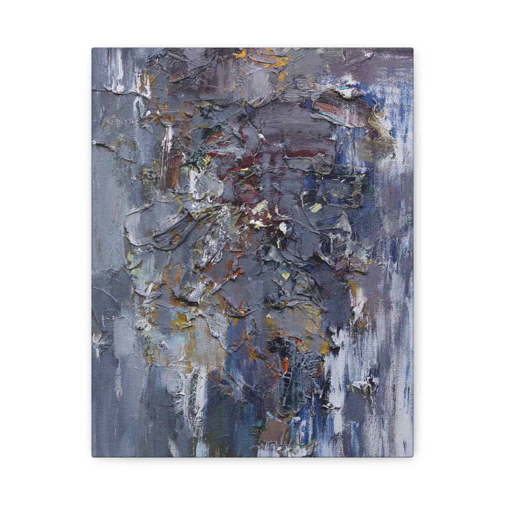 Abstract Textured Canvas Wall Art — Moody Blue Grey Palette - TheKaraHan