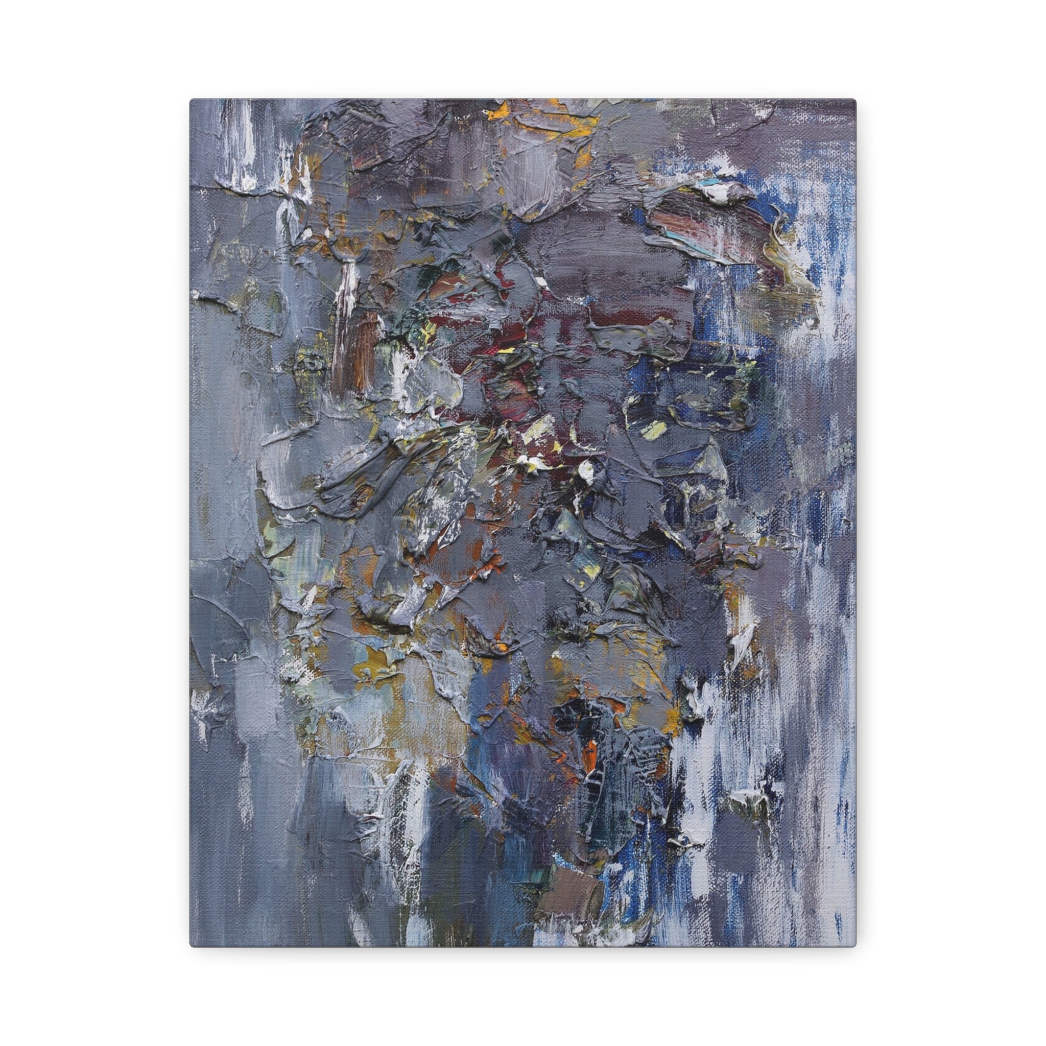 Abstract Textured Canvas Wall Art — Moody Blue Gray Palette 