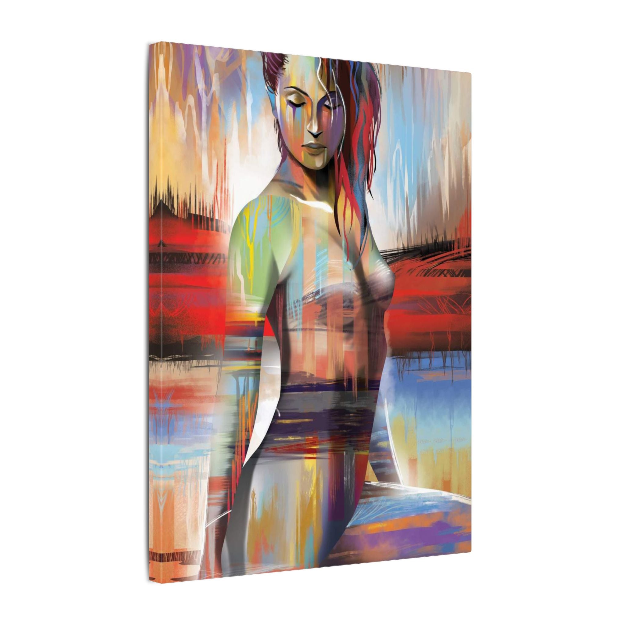 Abstract Colorful Woman Matte Canvas Print — Modern Figurative Wall Art 