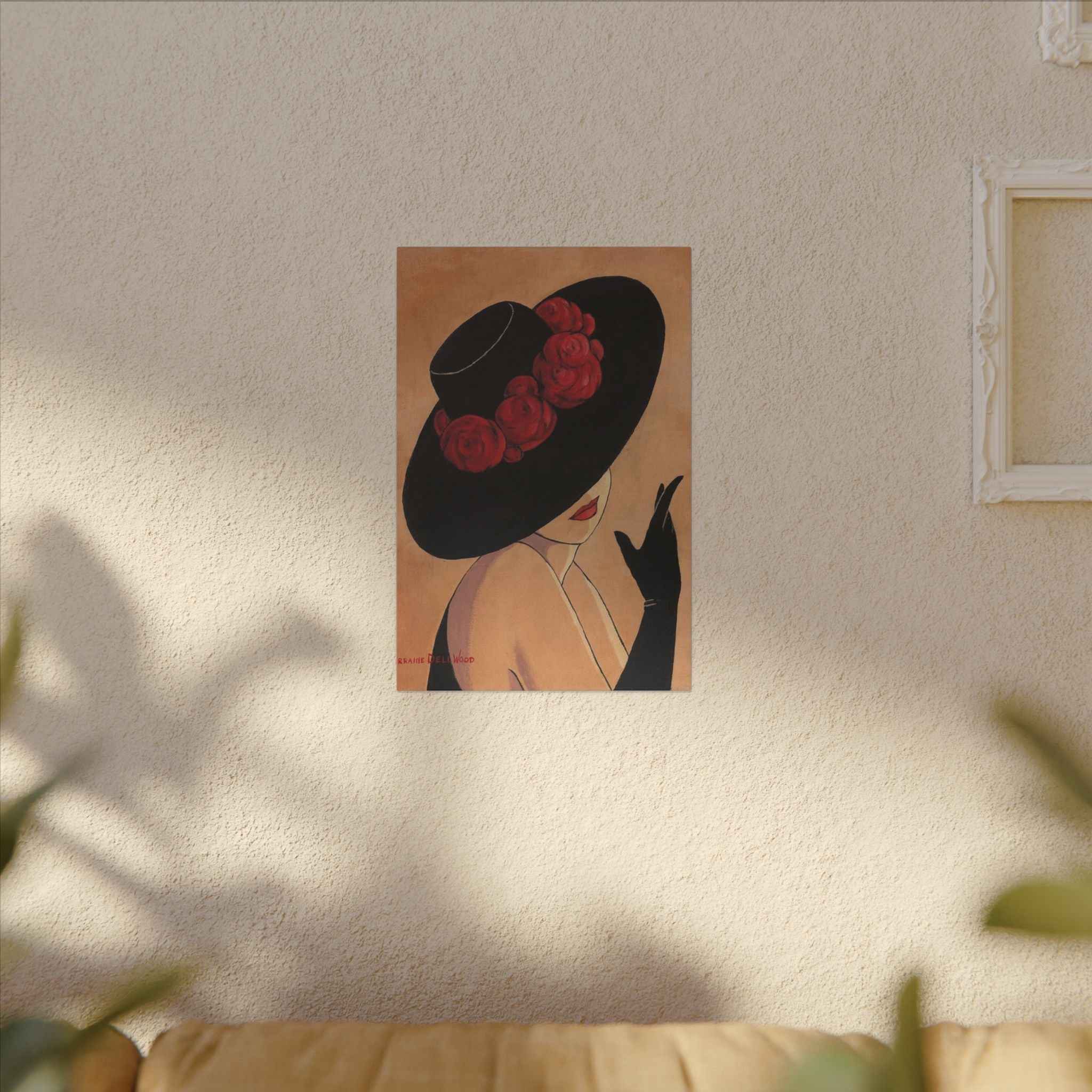 Elegant Black Hat Wall Art | Vintage Fashion Portrait for Chic Home Decor - TheKaraHan