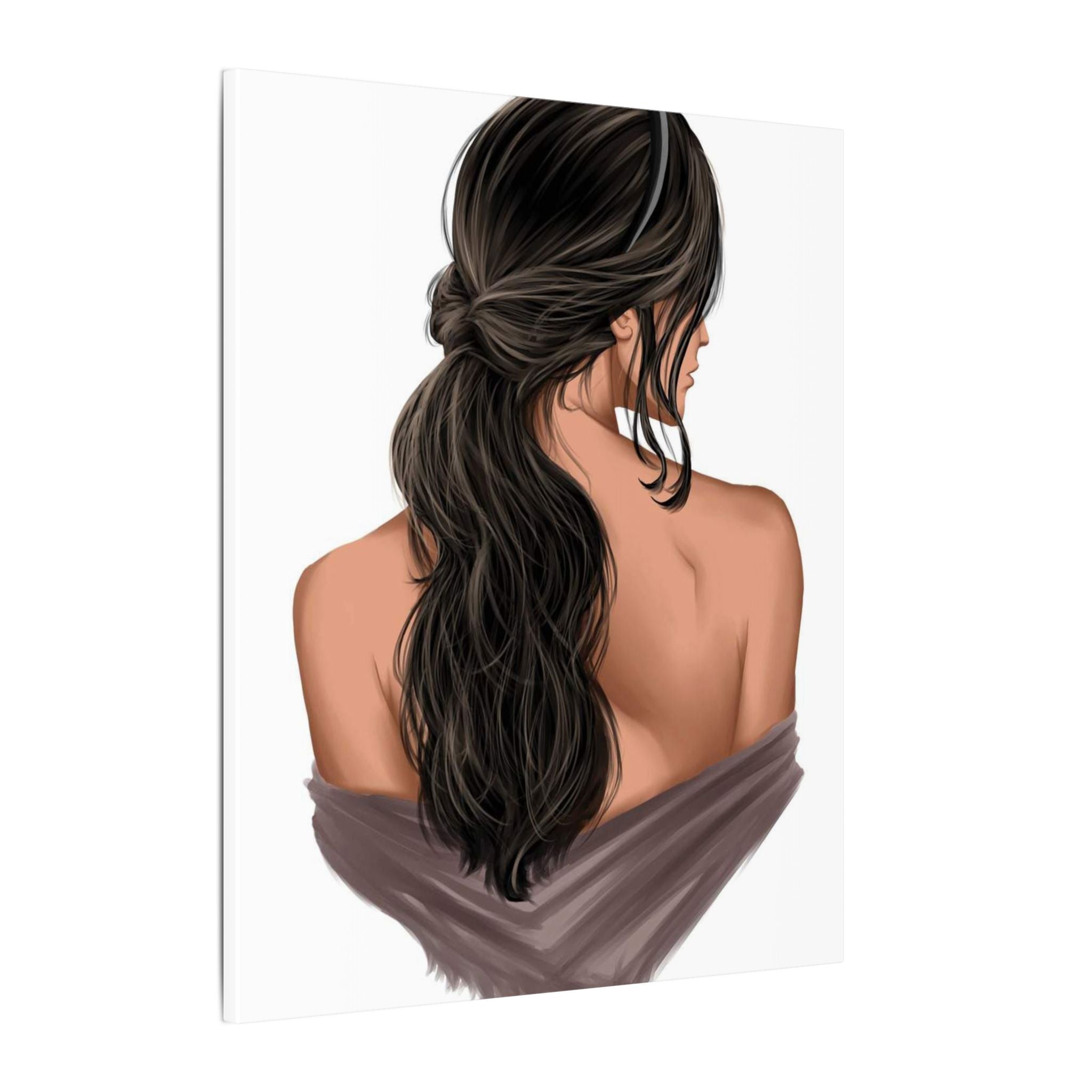 Portrait Canvas Print — Woman Back View with Loose Ponytail 