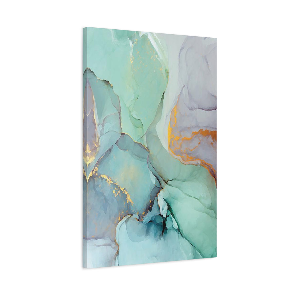 Aqua Marble Abstract Canvas Art — Matte Stretched Wall Print 