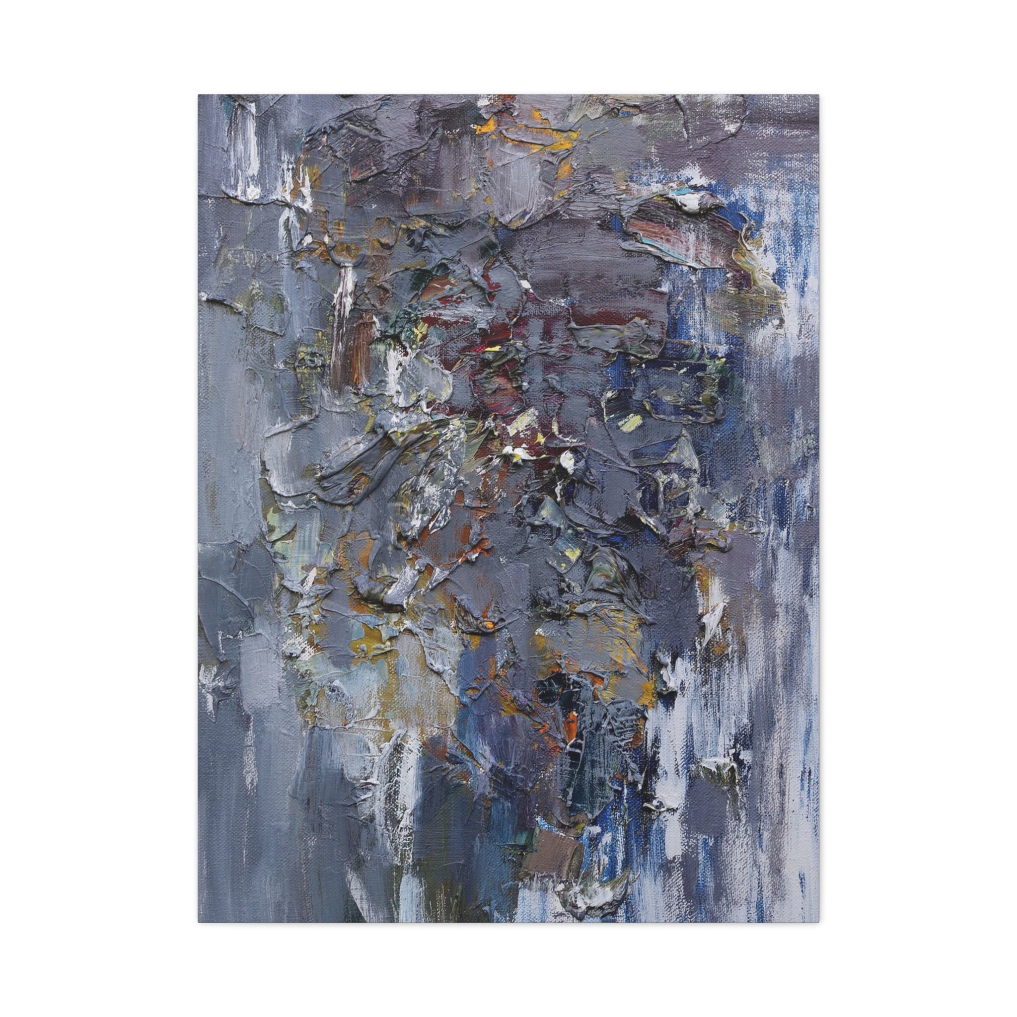 Abstract Textured Canvas Wall Art — Moody Blue Gray Palette 