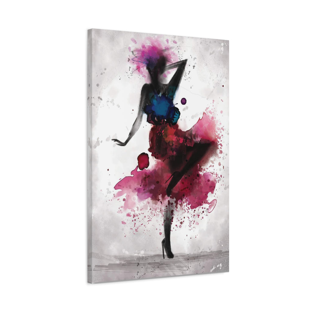 Watercolor Ballet Dancer Canvas Art — Fashion Silhouette Matte Stretched Wall Art 