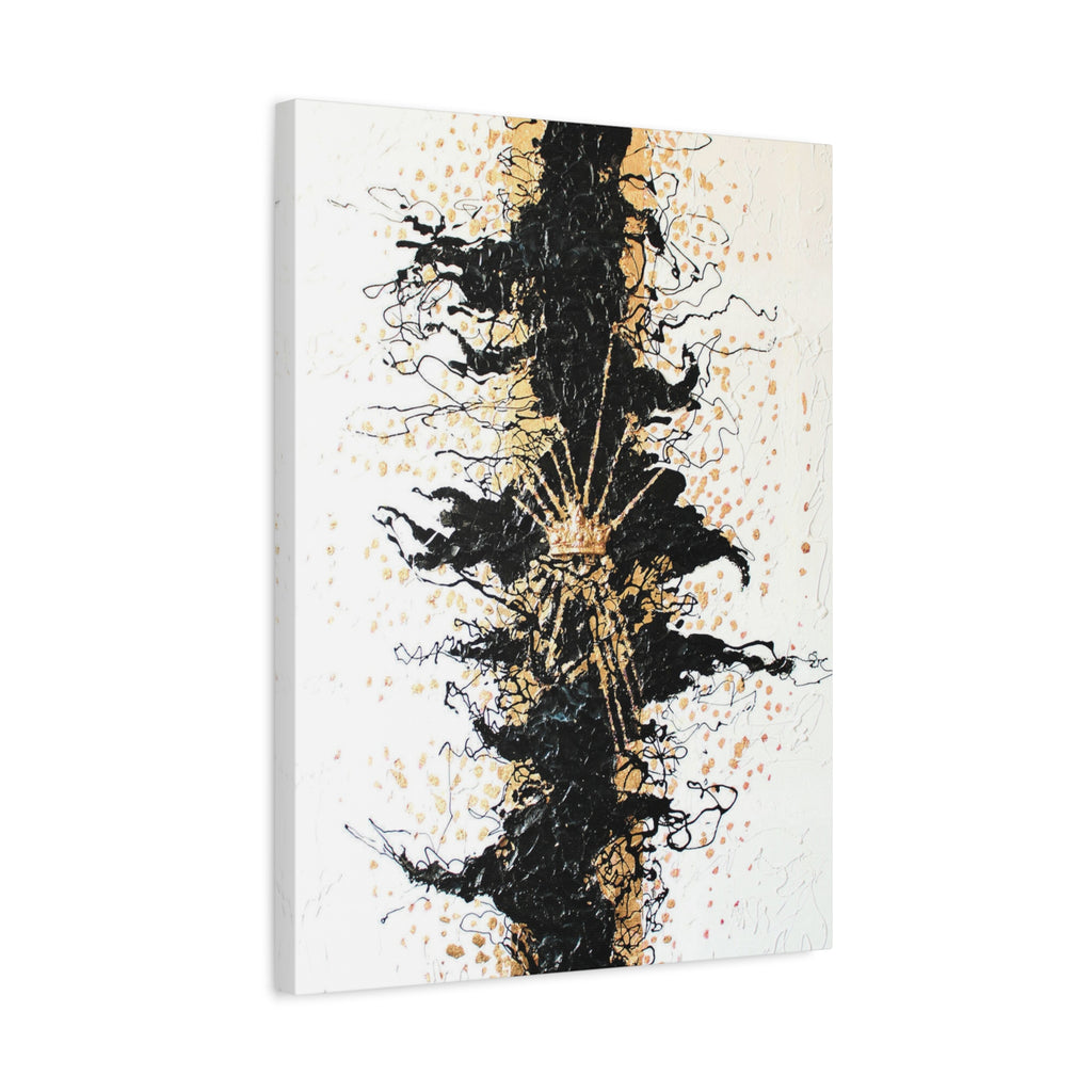 Abstract Black & Gold Crown Canvas Art — Matte Stretched Wall Decor 