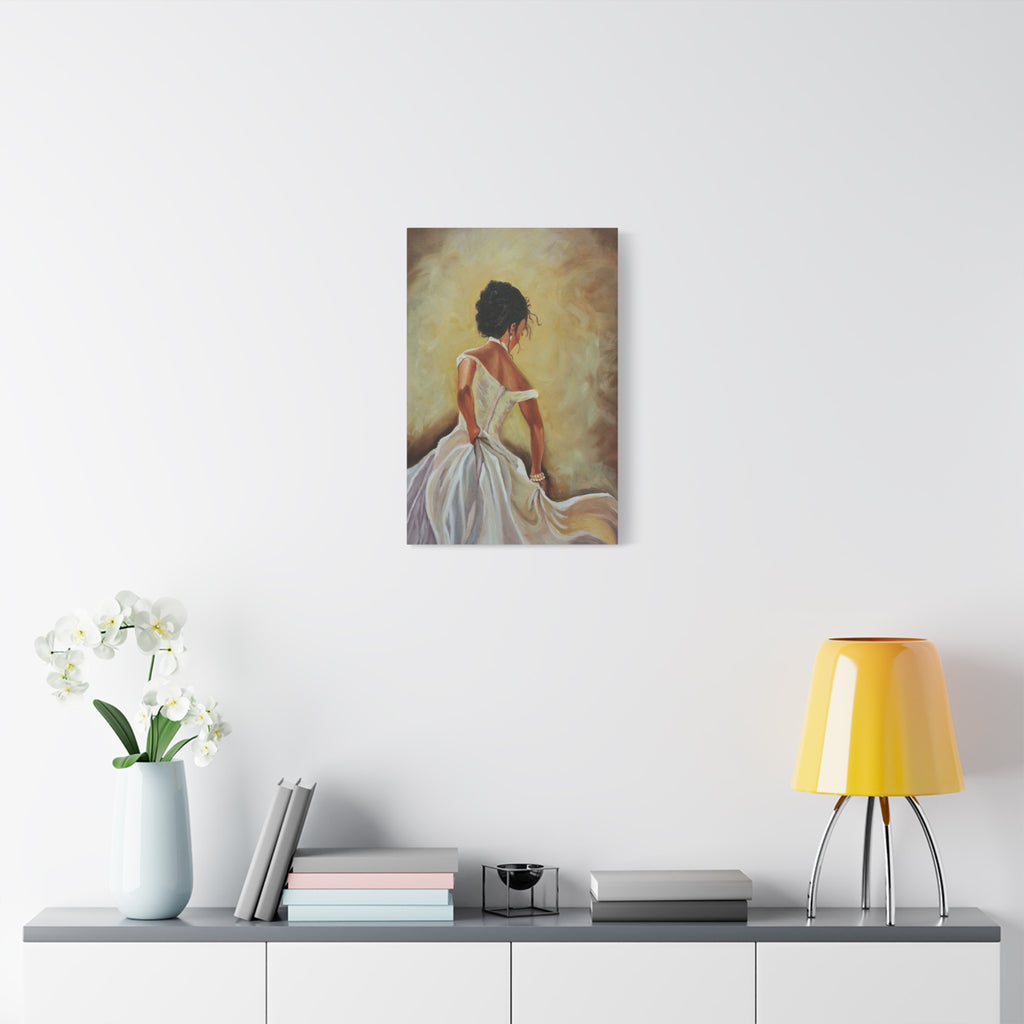 Elegant Bride Portrait Canvas Print — Romantic Wedding Wall Art