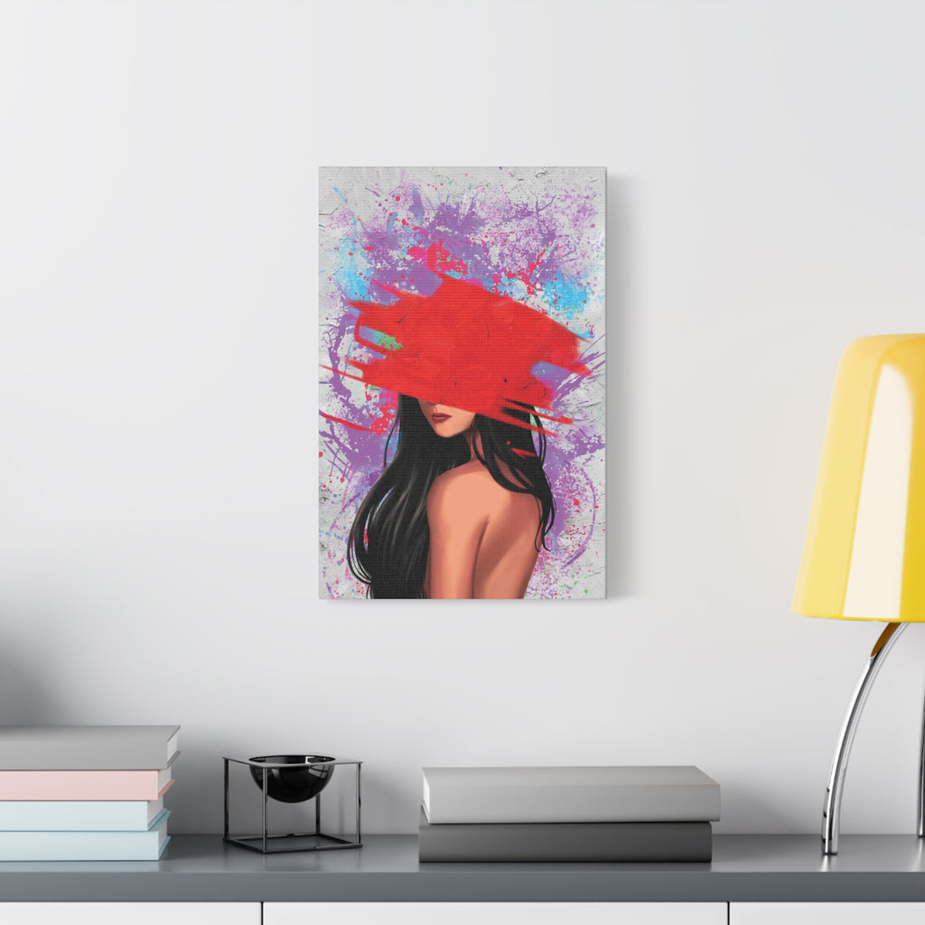 Abstract Red Brushstroke Woman — Matte Stretched Canvas Wall Art 