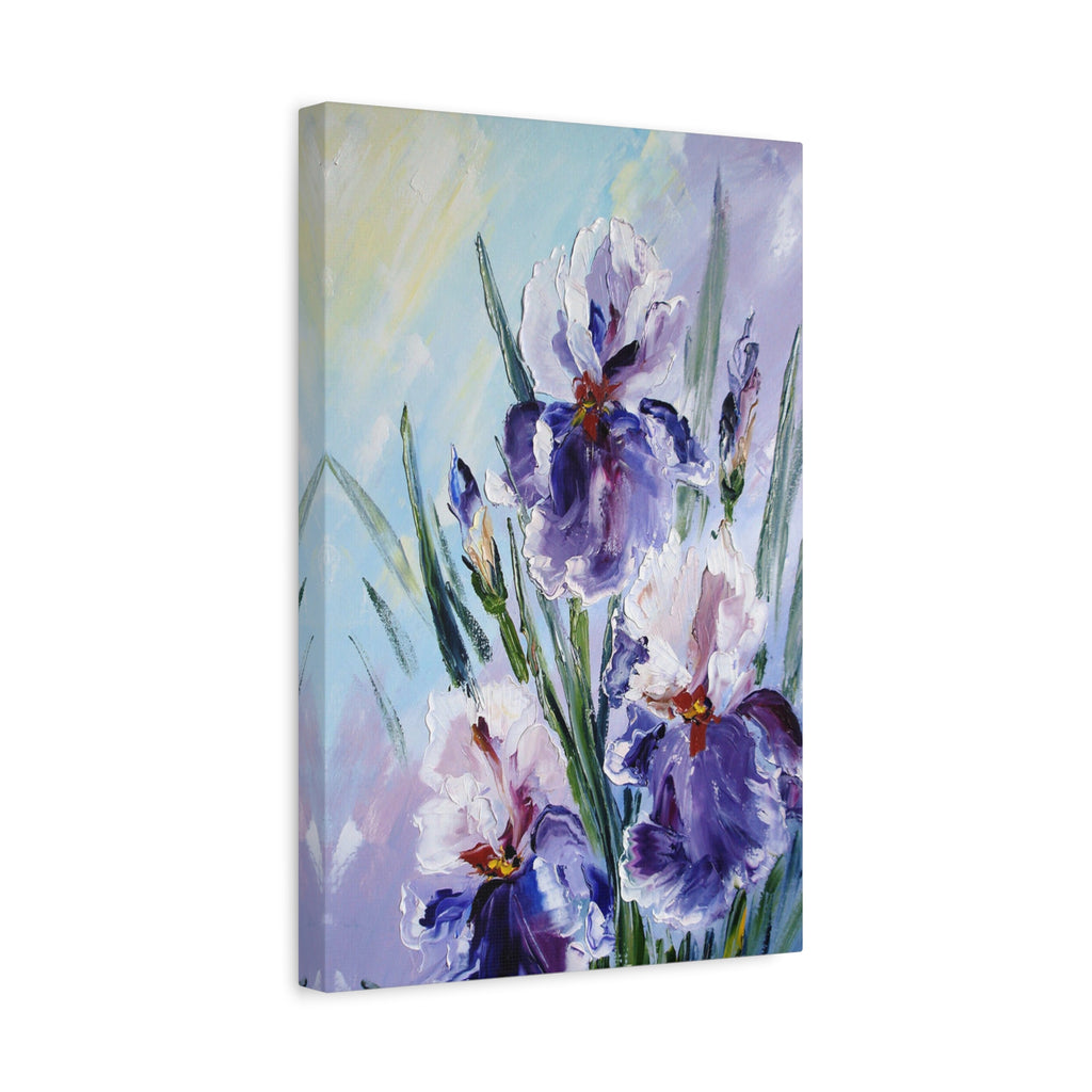 Purple Iris Floral Canvas Art — Stretched Matte Wall Painting