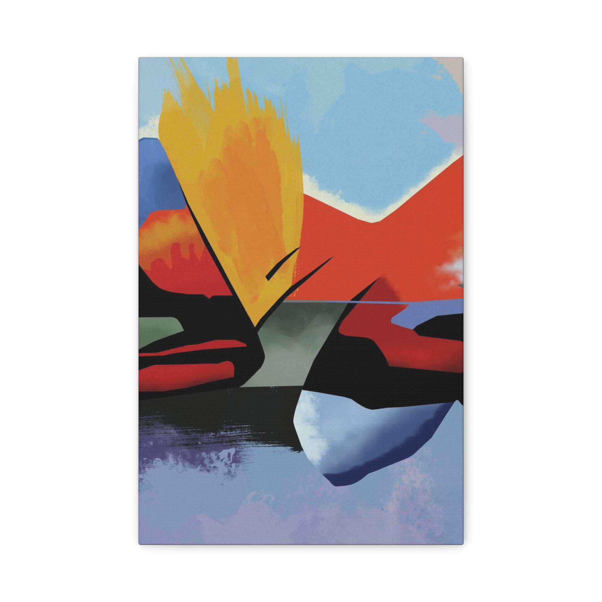 Abstract Color Block Matte Canvas Print — Modern Stretched Wall Art 