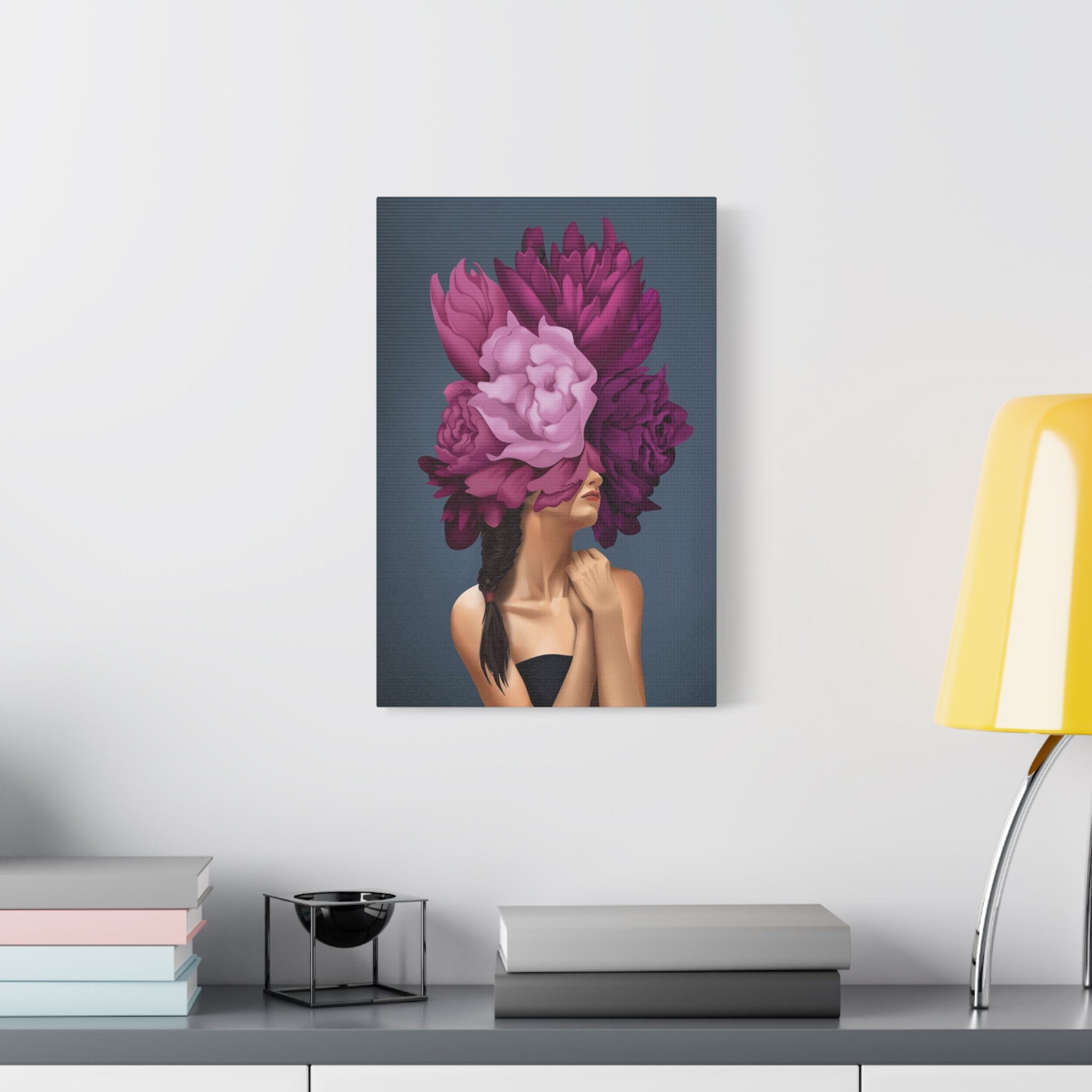 Floral Masked Woman Matte Canvas Wall Art – Stretched 1.25" 