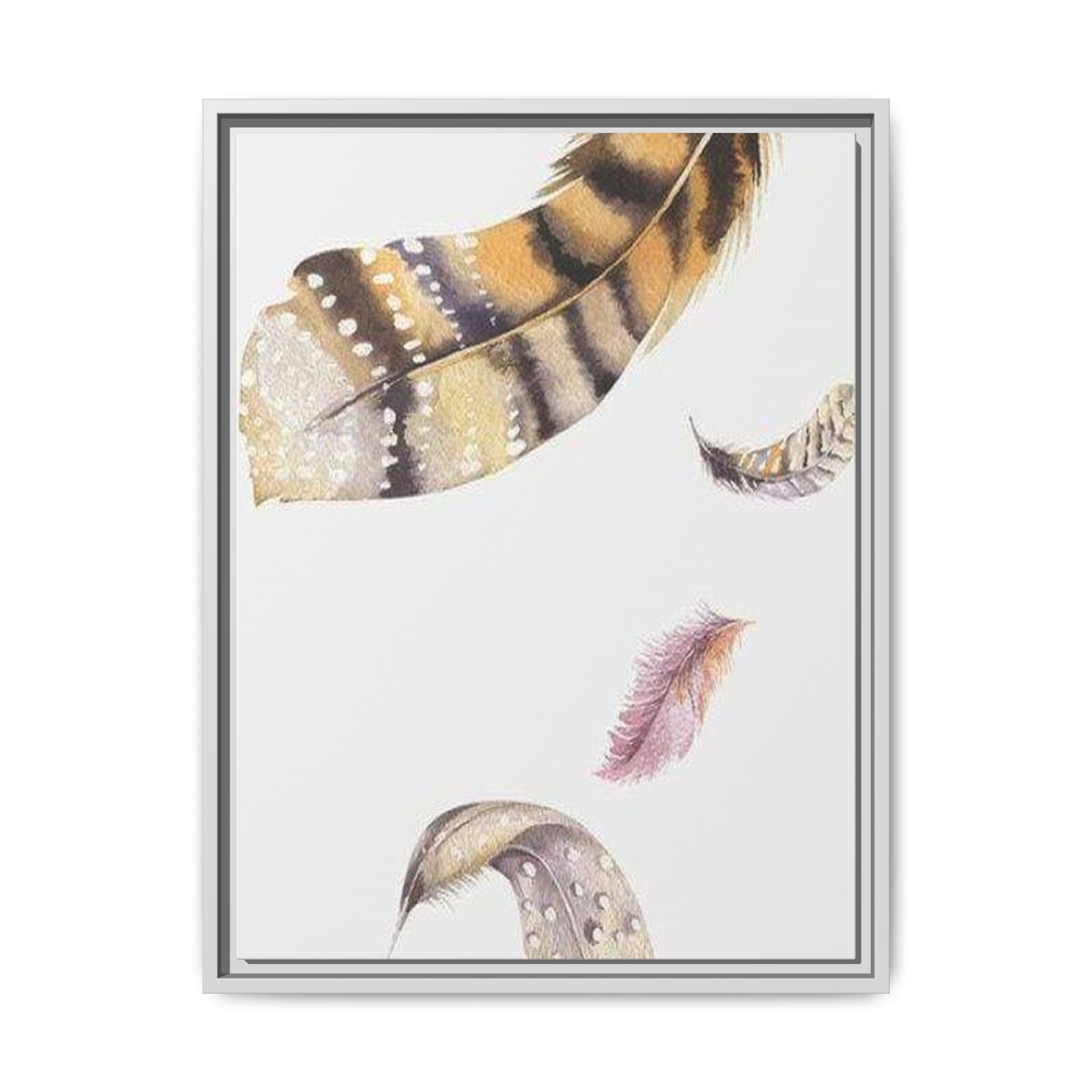 Feather Watercolor Matte Canvas Print — Framed Wall Art