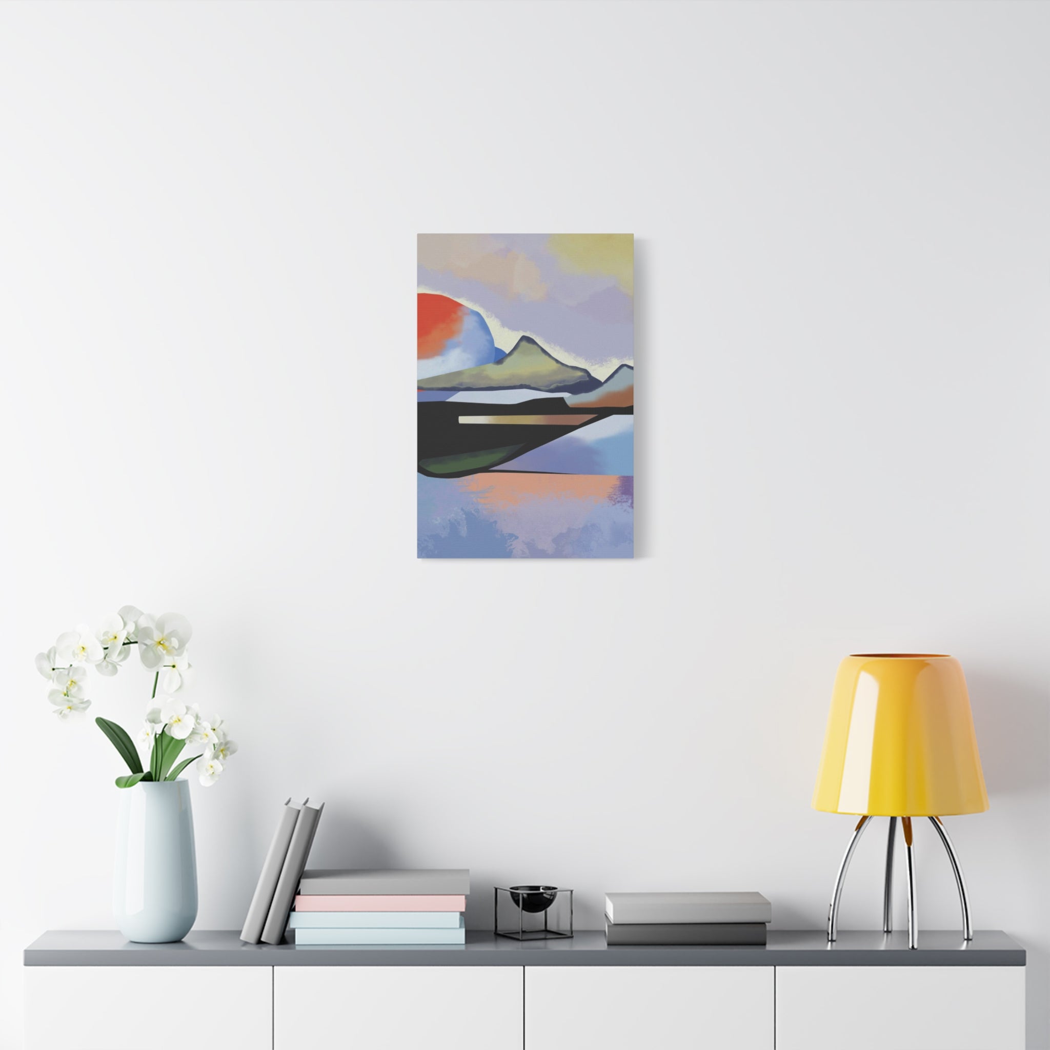 Abstract Sunset Landscape Canvas Print — Modern Mountain Wall Art