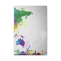 World Map Silhouette Canvas – Colorful Travel Skyline Wall Art