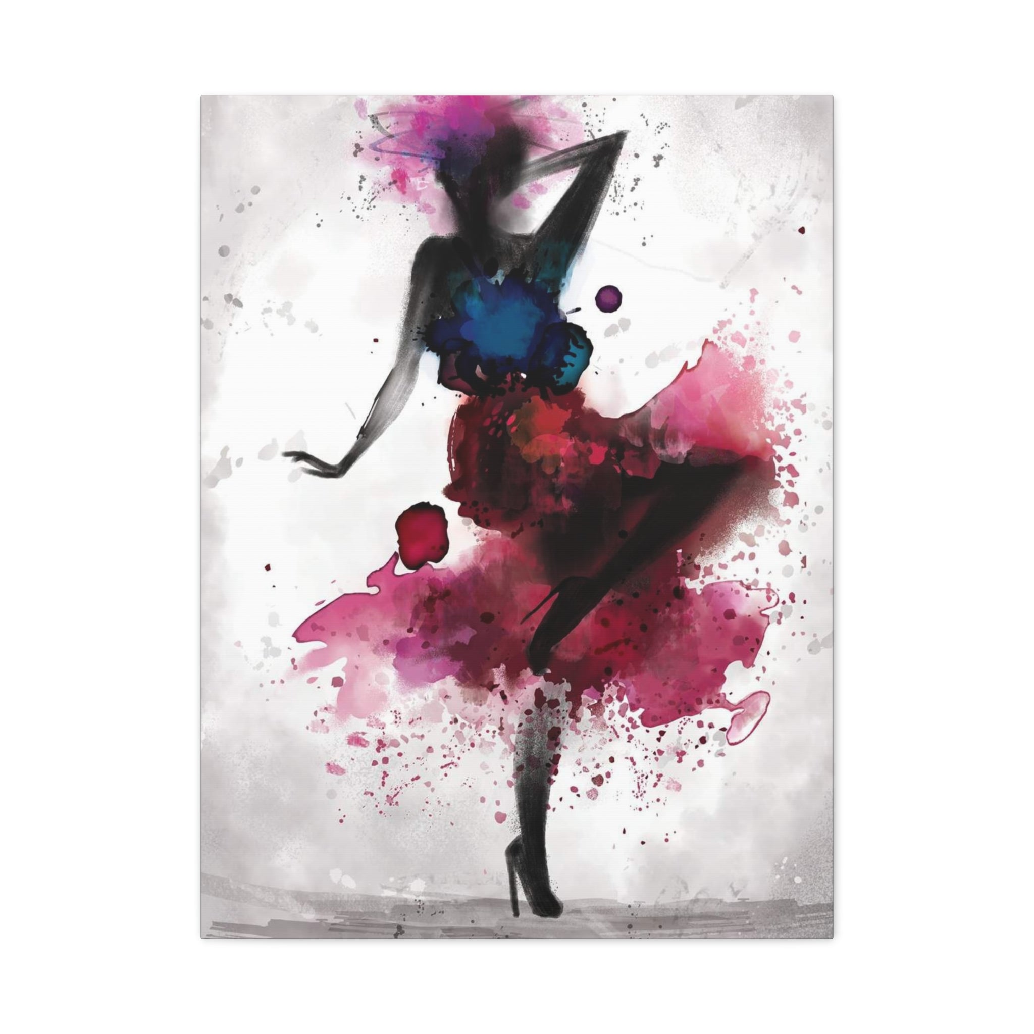 Watercolor Ballet Dancer Canvas Art — Fashion Silhouette Matte Stretched Wall Art
