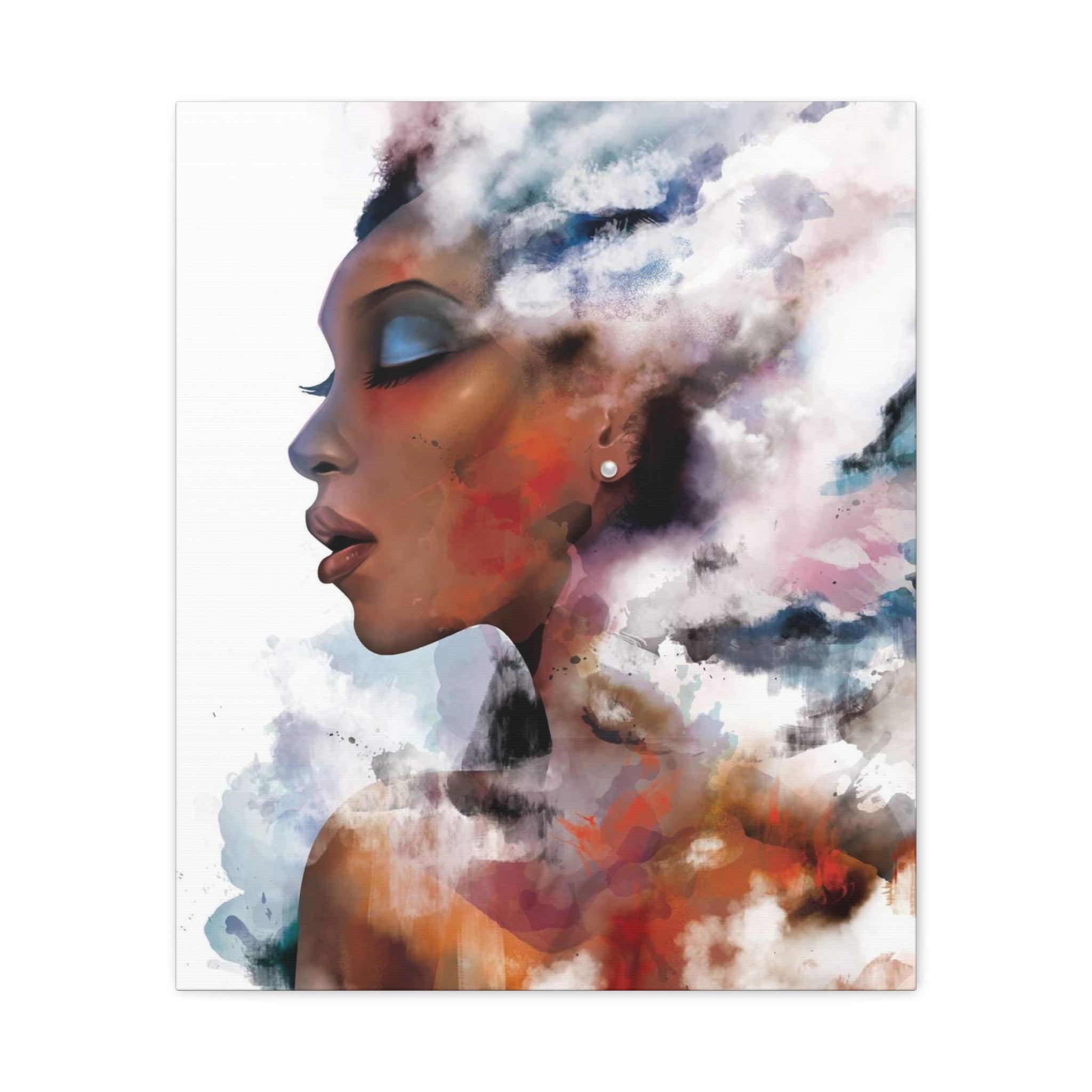 Abstract Portrait Canvas - Dreamy Woman Watercolor Wall Art 