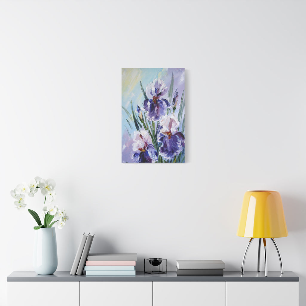 Purple Iris Floral Canvas Art — Stretched Matte Wall Painting