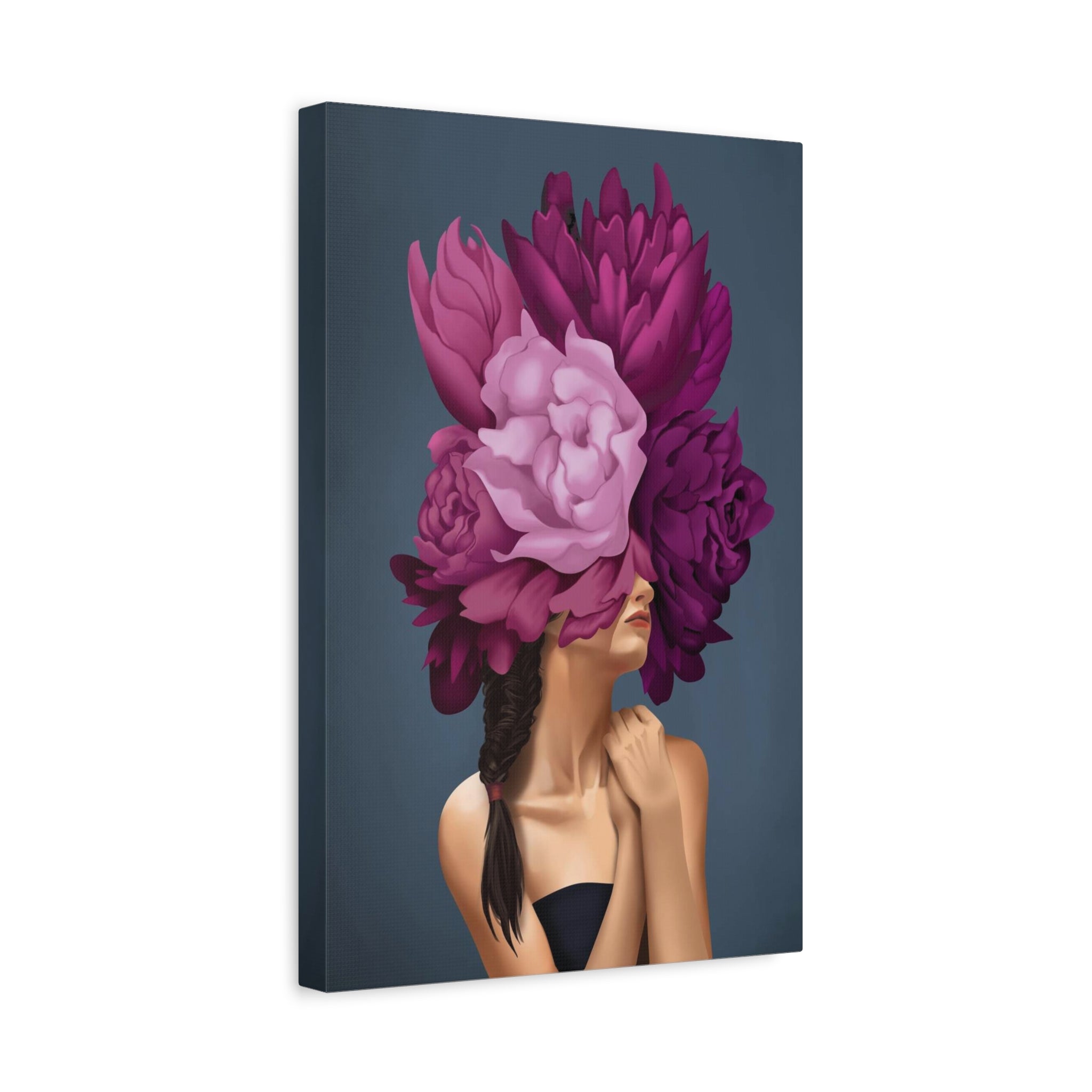 Floral Masked Woman Matte Canvas Wall Art – Stretched 1.25" 