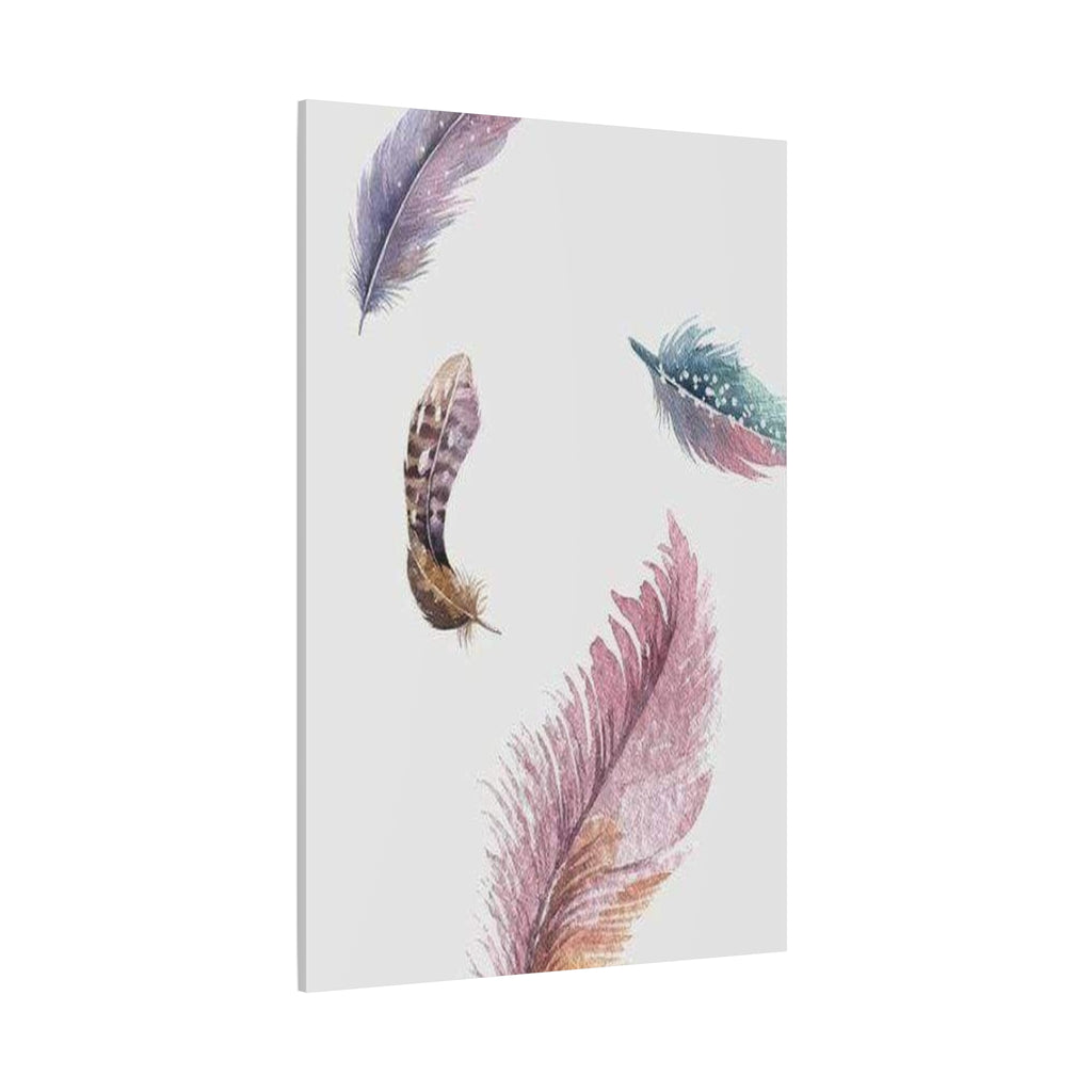 Soft Watercolor Feathers Canvas Wall Art - Stretched 1.25" Matte Design - TheKaraHan