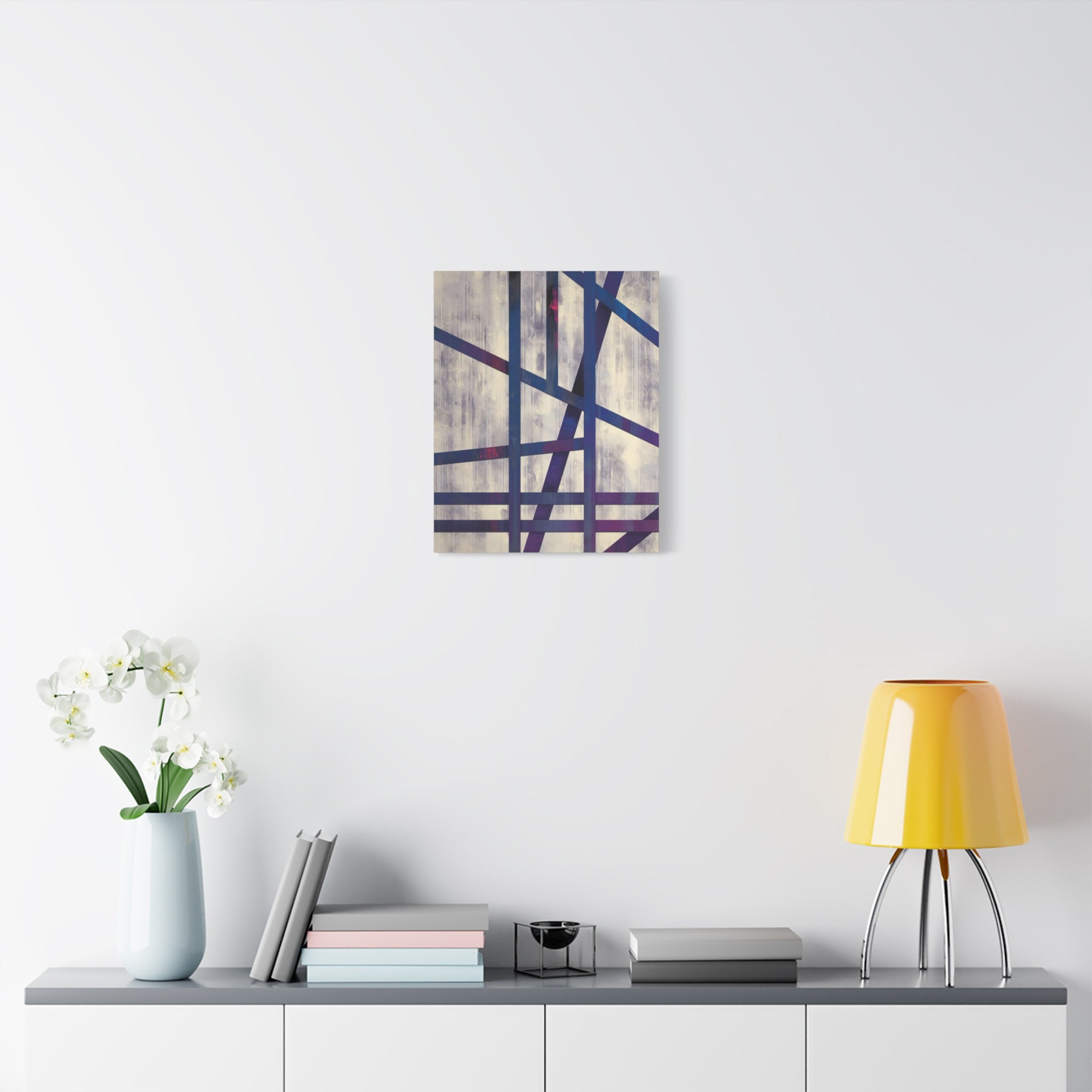 Abstract Geometric Canvas Print – Modern Blue & Purple Lines Art