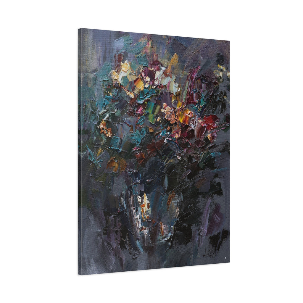 Abstract Floral Canvas Art - Moody Bouquet Matte Stretched Wall Painting 