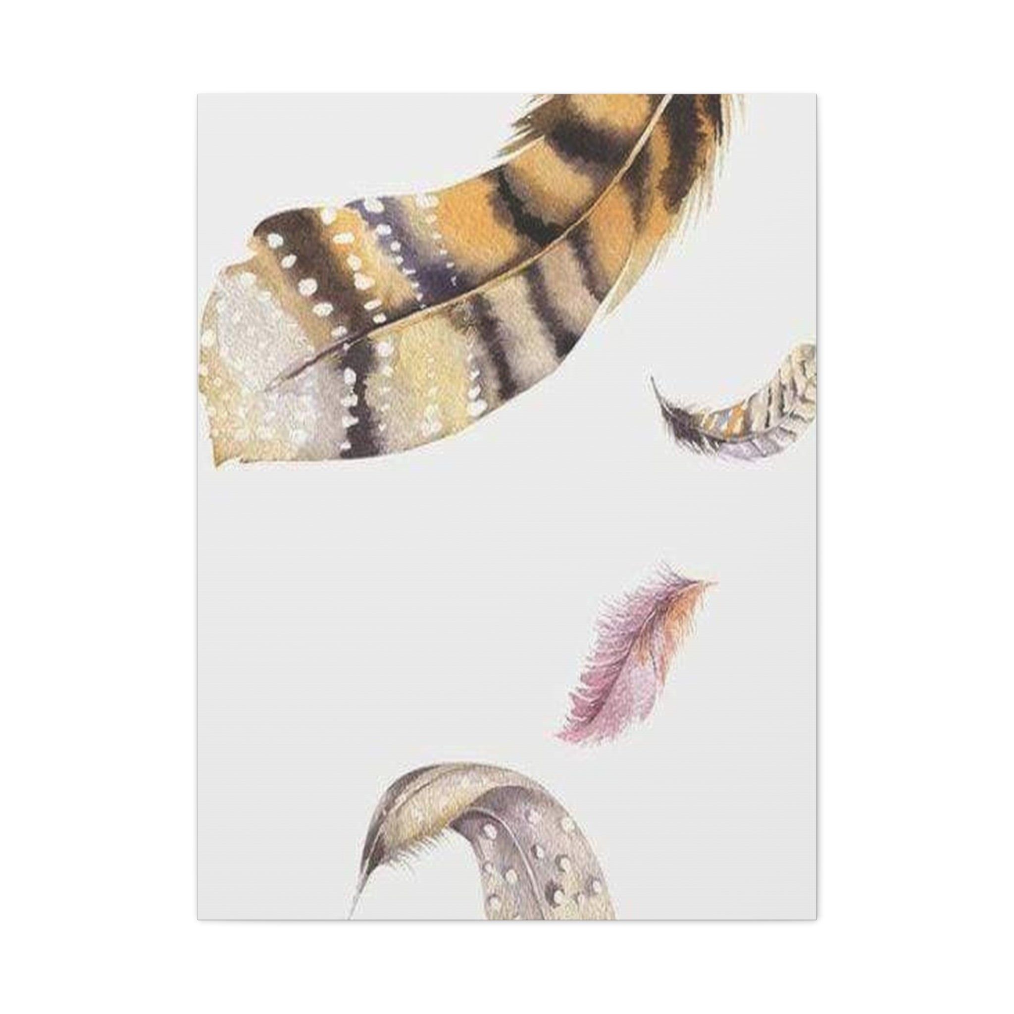 Watercolor Feather Canvas Print — Boho Wall Art, Neutral Feather Nursery Decor 