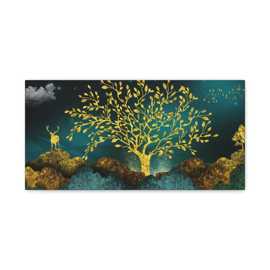Golden Tree Nightscape Canvas Wall Art — Stretched Matte 1.25"