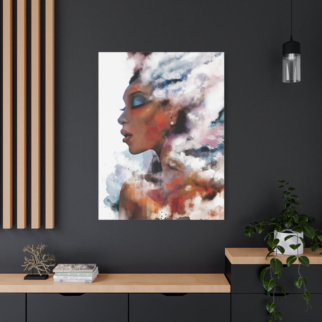 Abstract Portrait Canvas - Dreamy Woman Watercolor Wall Art