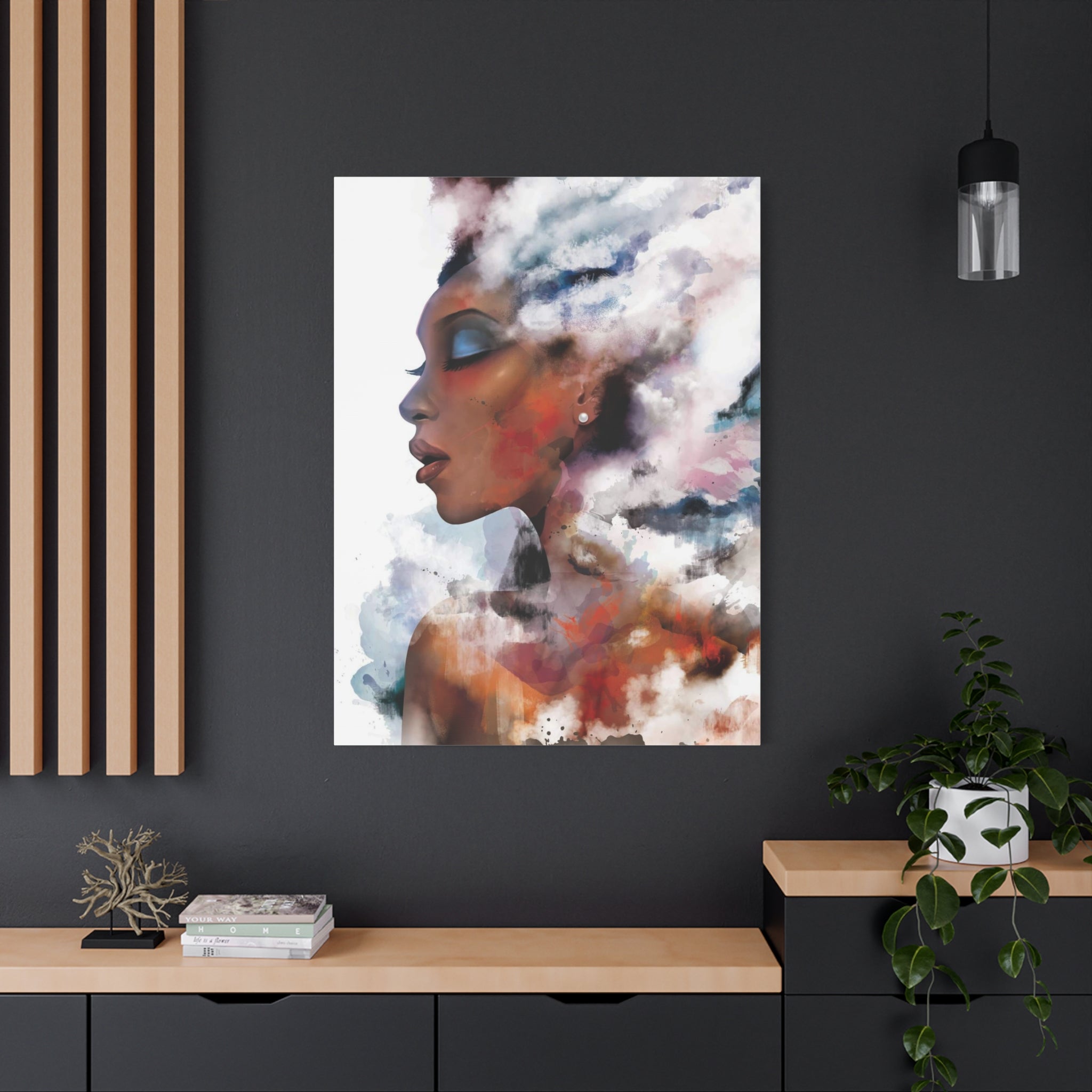 Abstract Portrait Canvas - Dreamy Woman Watercolor Wall Art