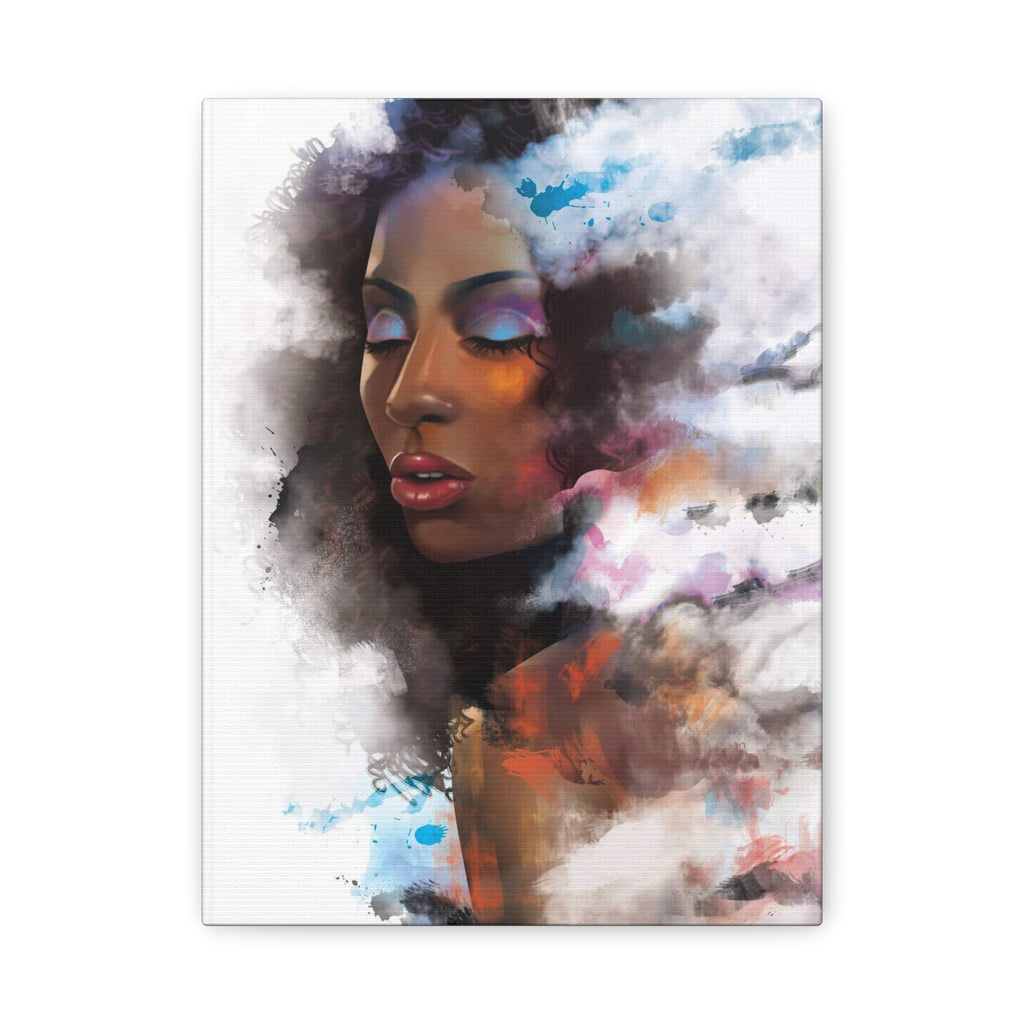 Abstract Portrait Canvas Wall Art — Colorful Afrocentric Woman Matte Stretched Canvas