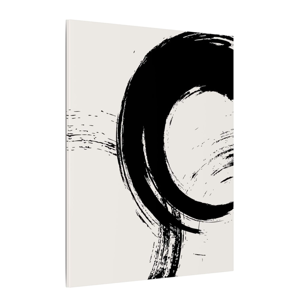 Zen Brushstroke Canvas Wall Art — Minimal Black Circle Abstract
