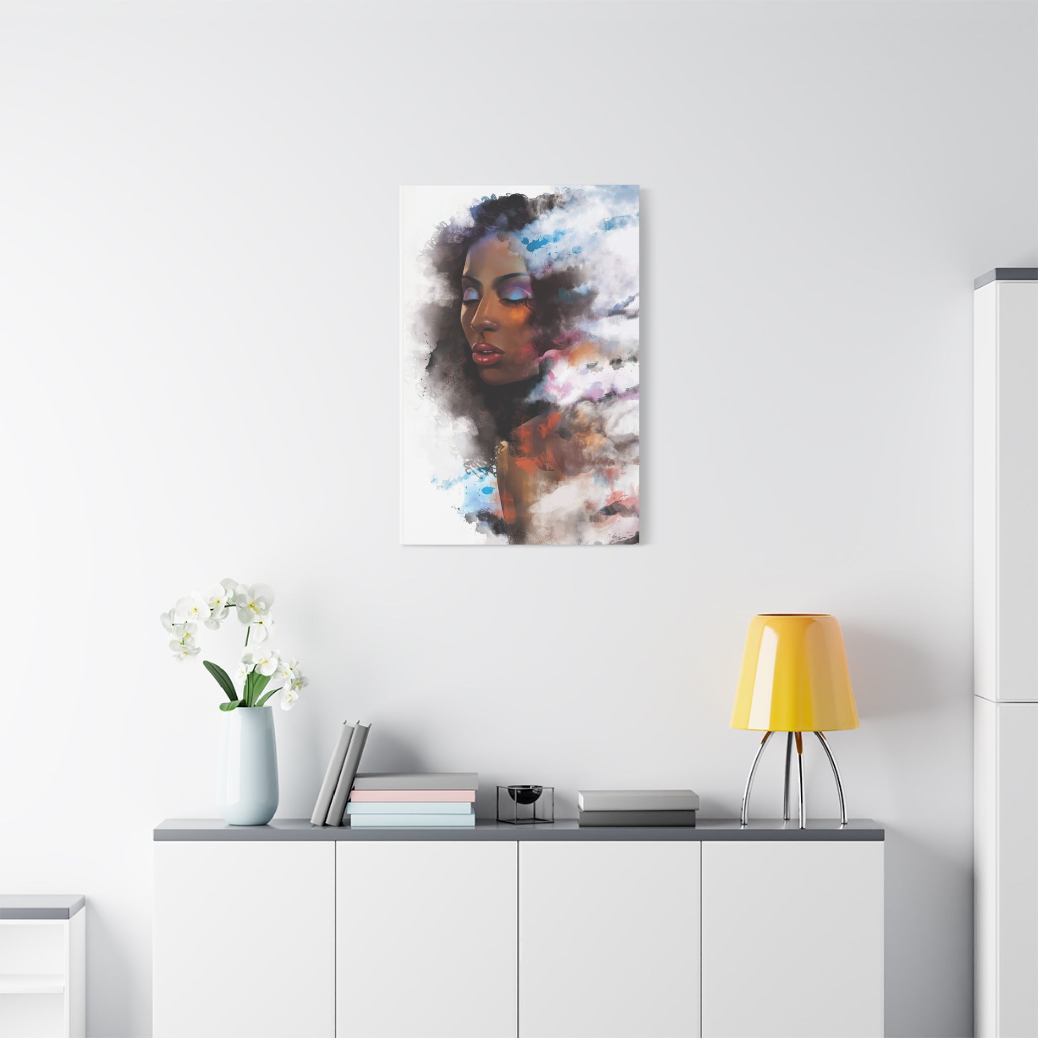 Abstract Portrait Canvas Wall Art — Colorful Afrocentric Woman Matte Stretched Canvas