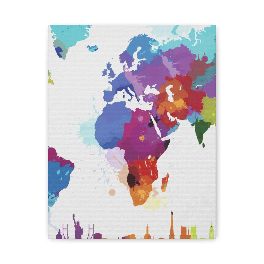 Colorful World Map Canvas Print - Watercolor Travel Map Wall Art for Home Decor - TheKaraHan