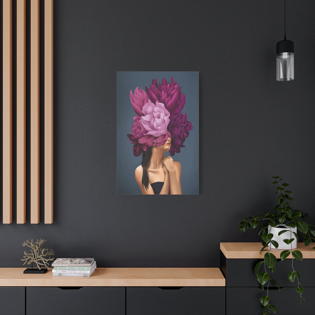 Floral Masked Woman Matte Canvas Wall Art – Stretched 1.25" 