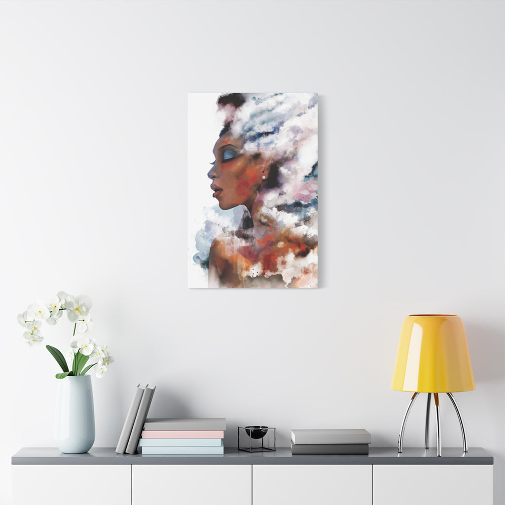 Abstract Portrait Canvas - Dreamy Woman Watercolor Wall Art