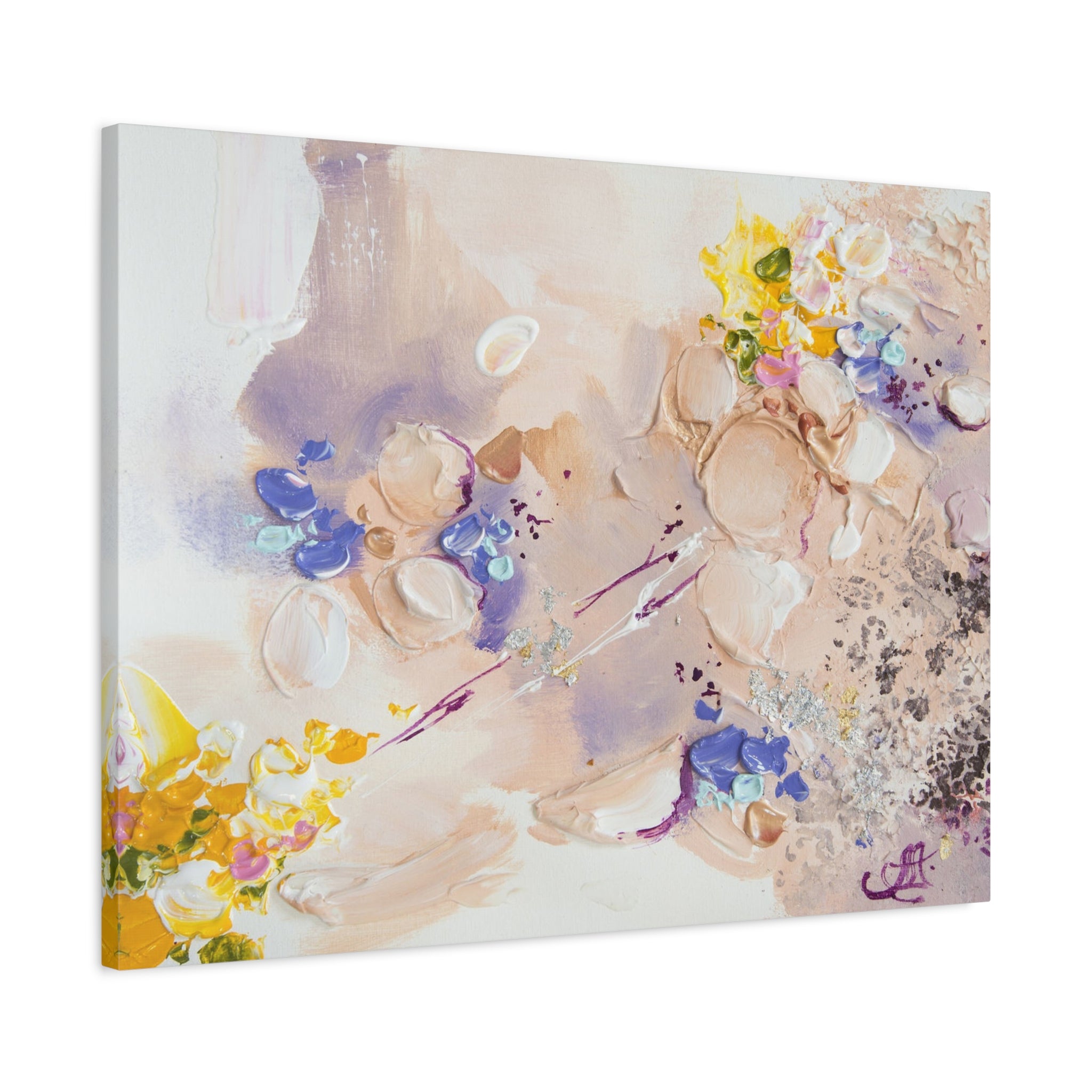 Abstract Floral Matte Canvas Wall Art — Pastel Bouquet Stretched Print 