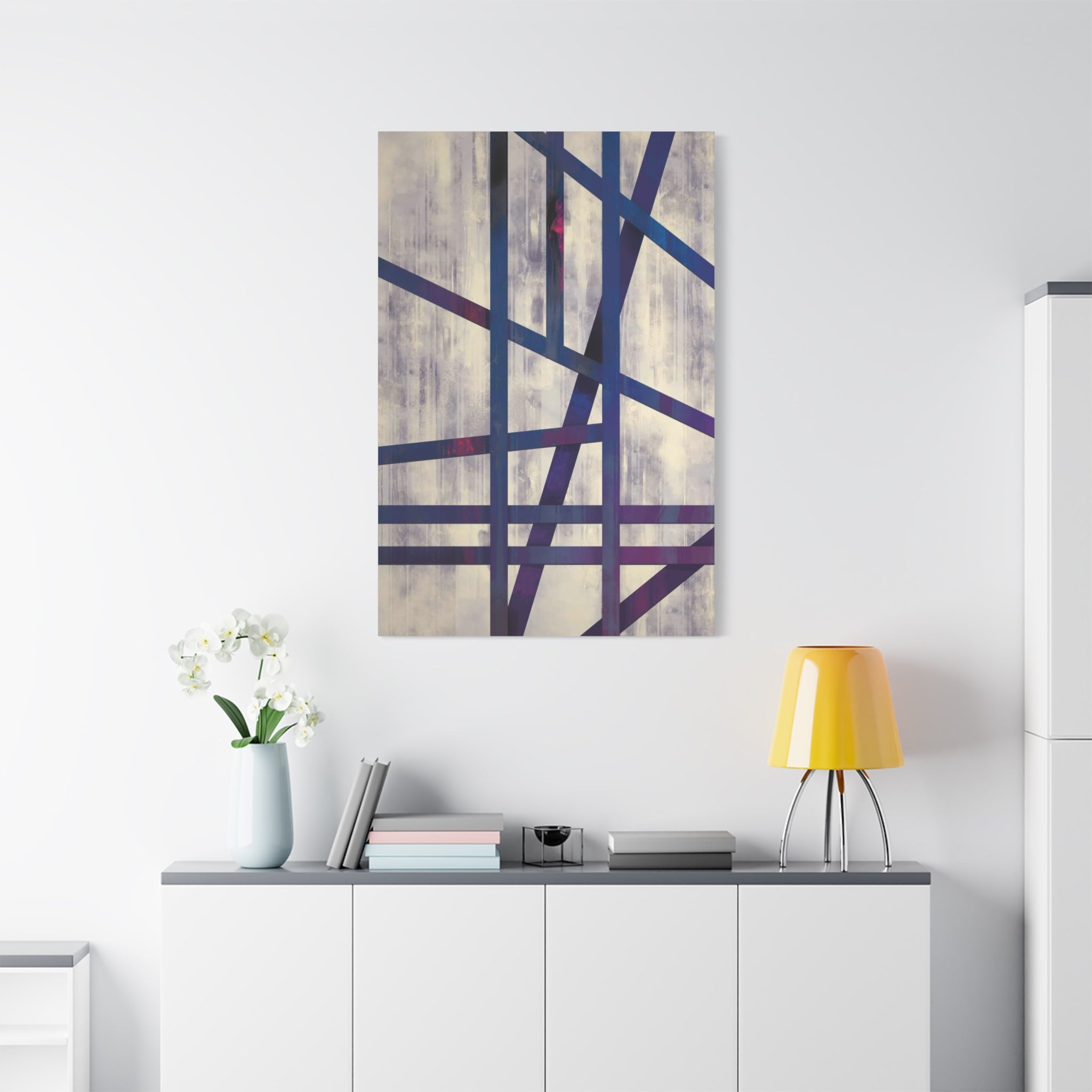 Abstract Geometric Canvas Print – Modern Blue & Purple Lines Art