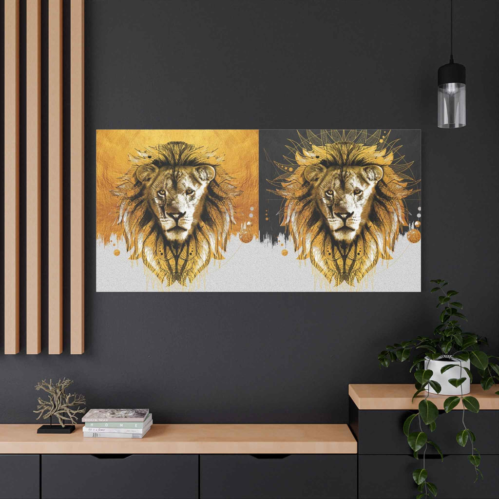 Golden Lion Wall Art – Majestic Canvas Decor for Wildlife Lovers