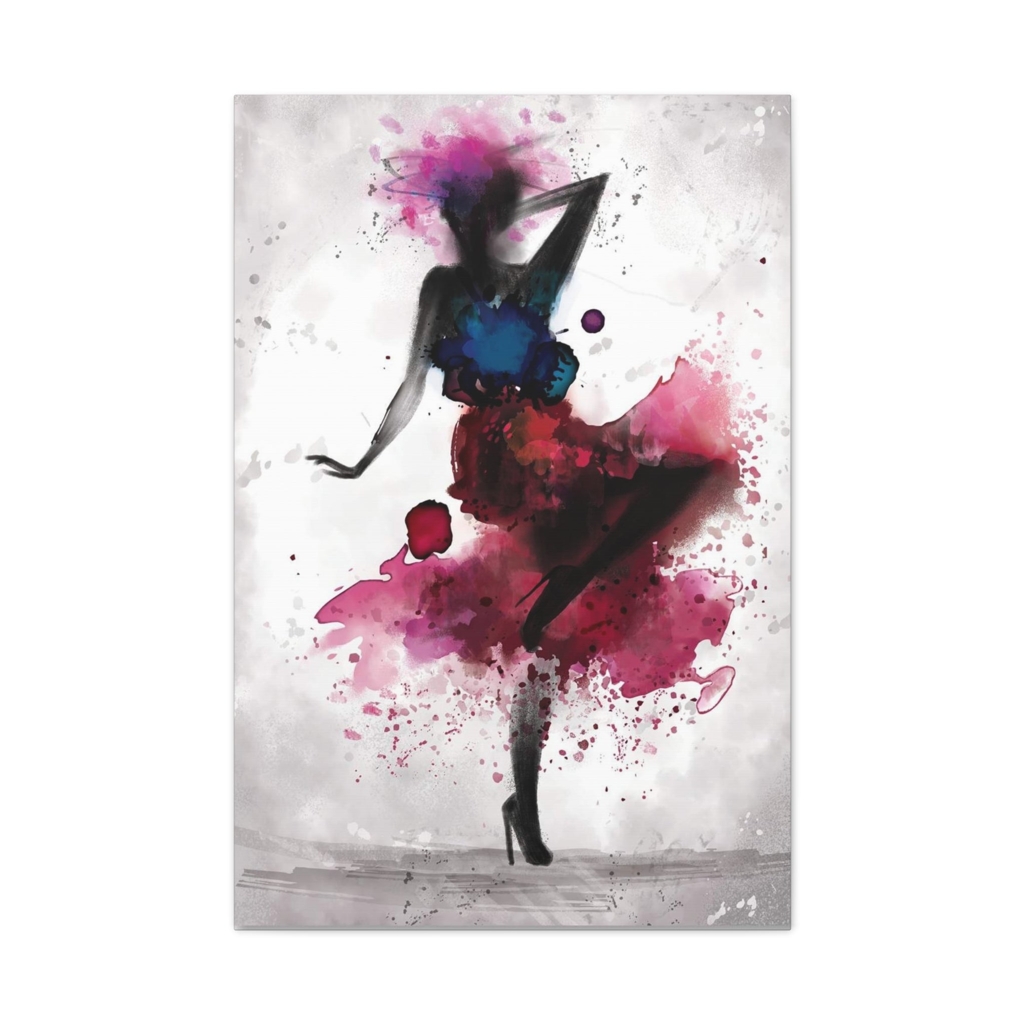 Watercolor Ballet Dancer Canvas Art — Fashion Silhouette Matte Stretched Wall Art
