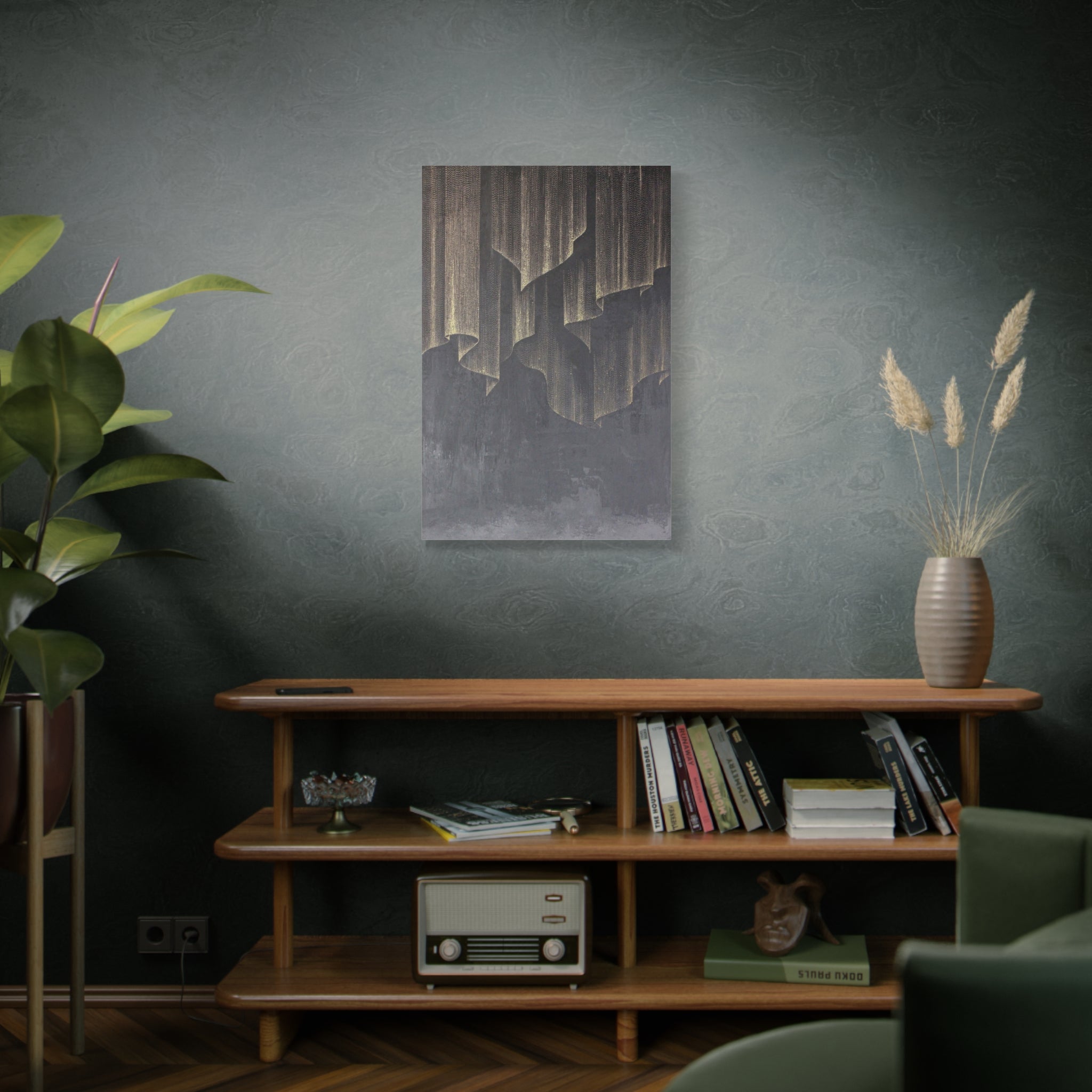 Abstract Gold Curtain Matte Canvas Print — Modern Stretched Wall Art 