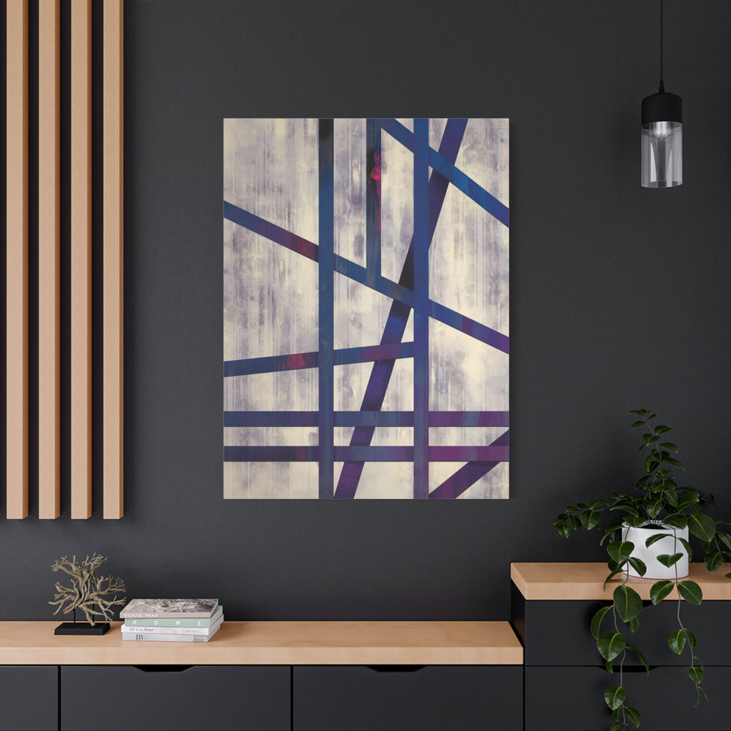 Abstract Geometric Canvas Print – Modern Blue & Purple Lines Art